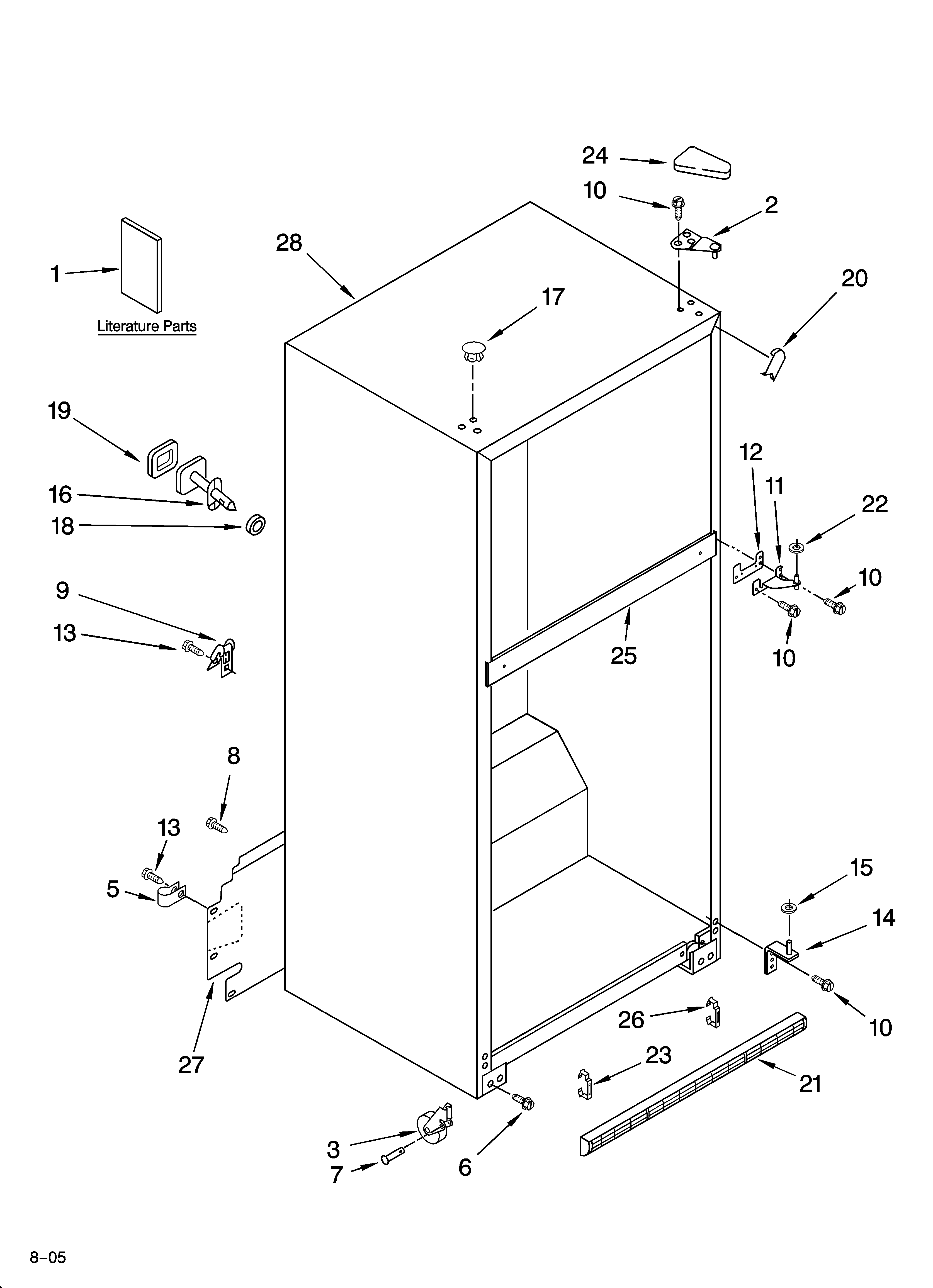 Whirlpool ET8MHMXRT00 cabinet parts diagram