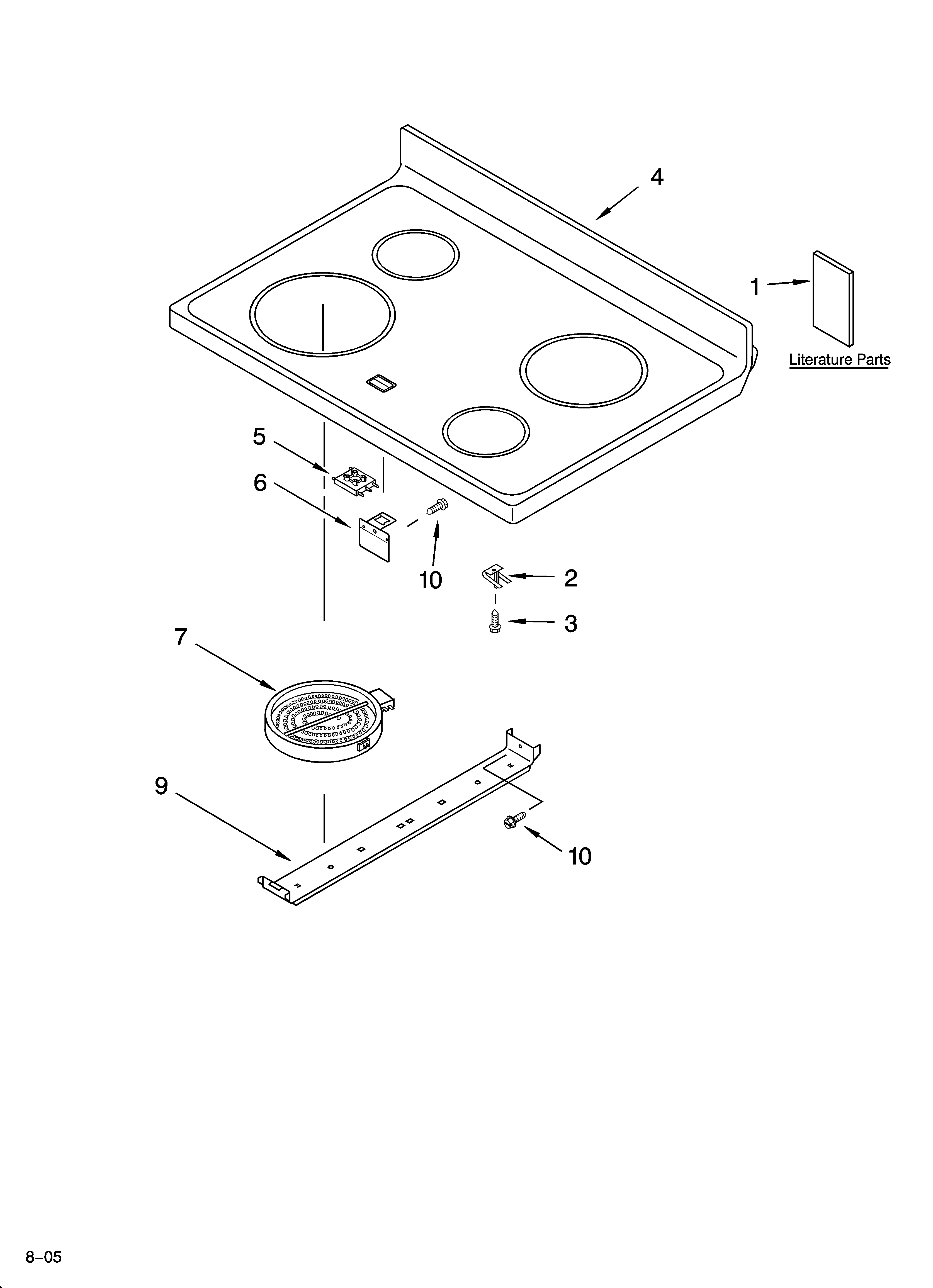 Roper FES355RQ0 cooktop parts diagram