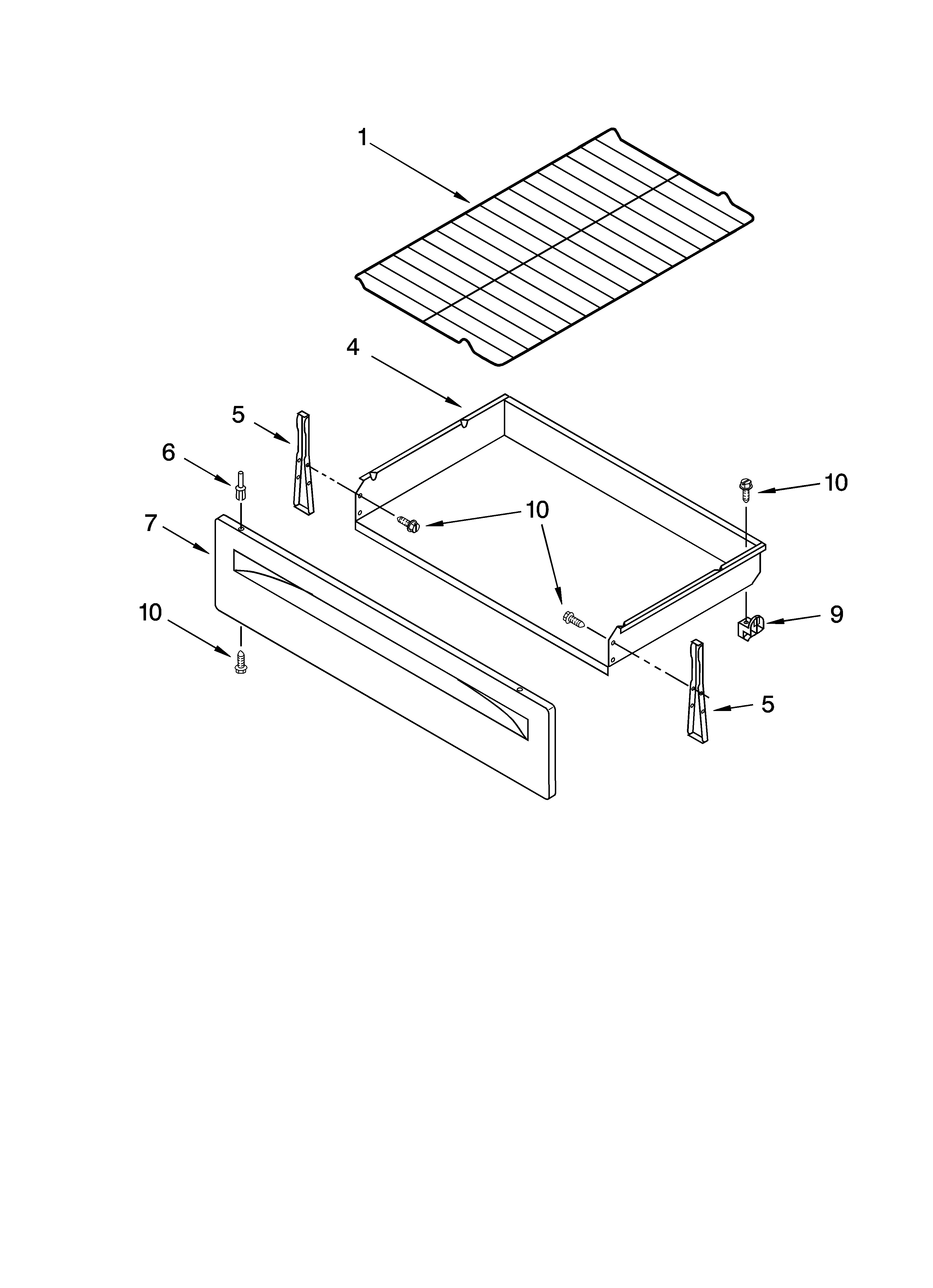 Roper FES355RQ0 drawer & broiler parts, optional parts diagram