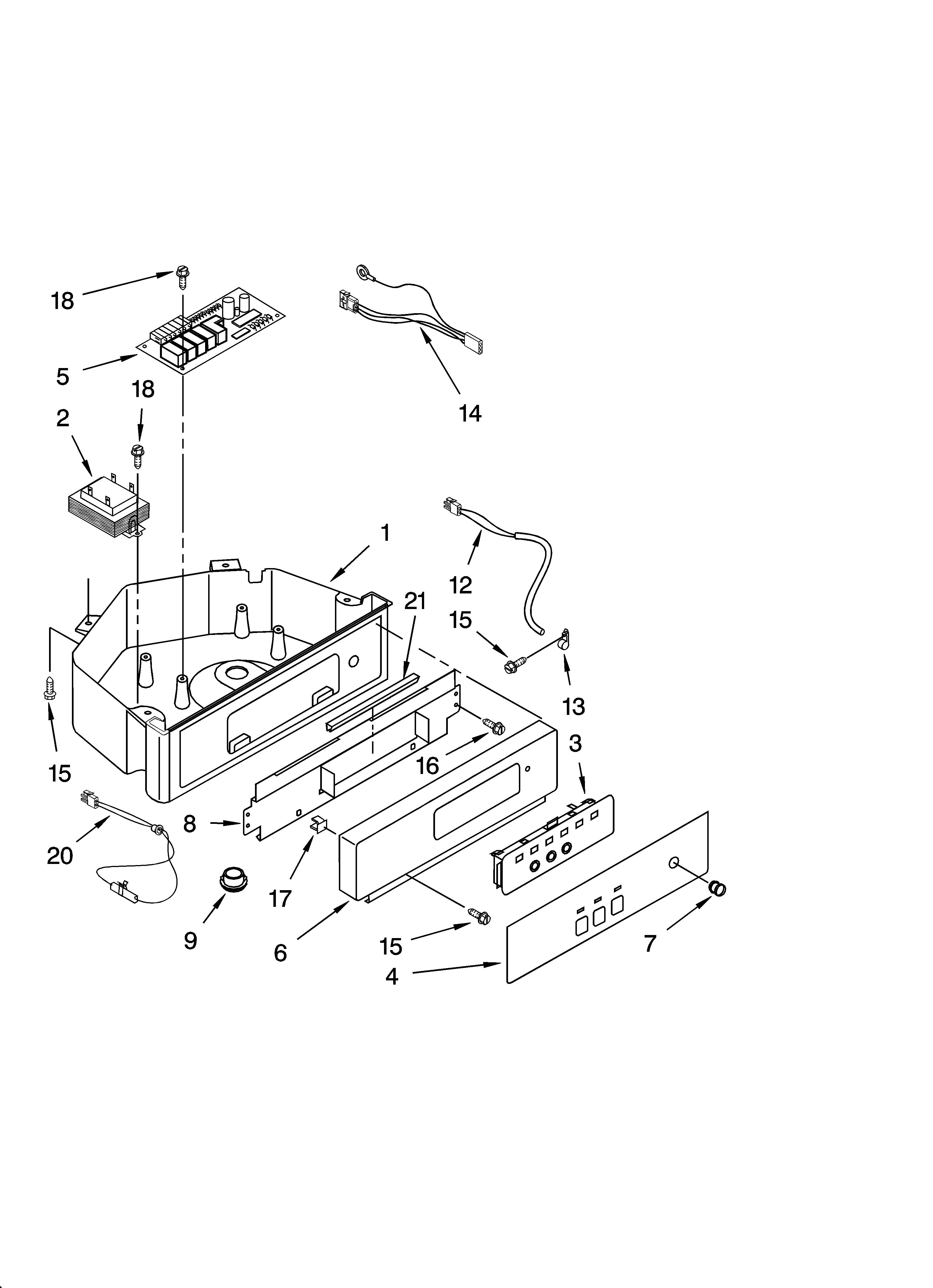Whirlpool GI1500XHT7 control panel parts diagram