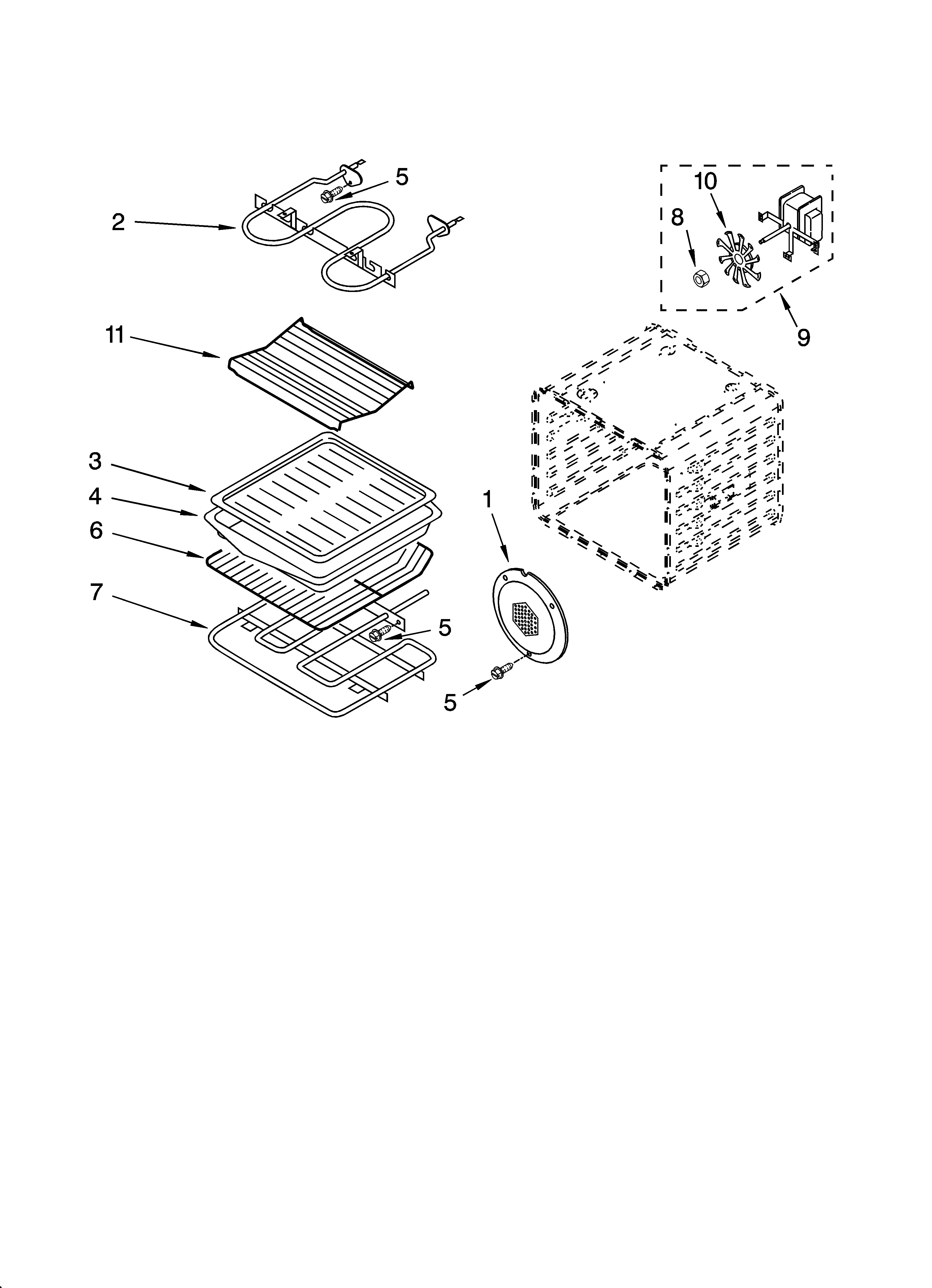 Whirlpool GSC308PRT00 internal oven parts diagram