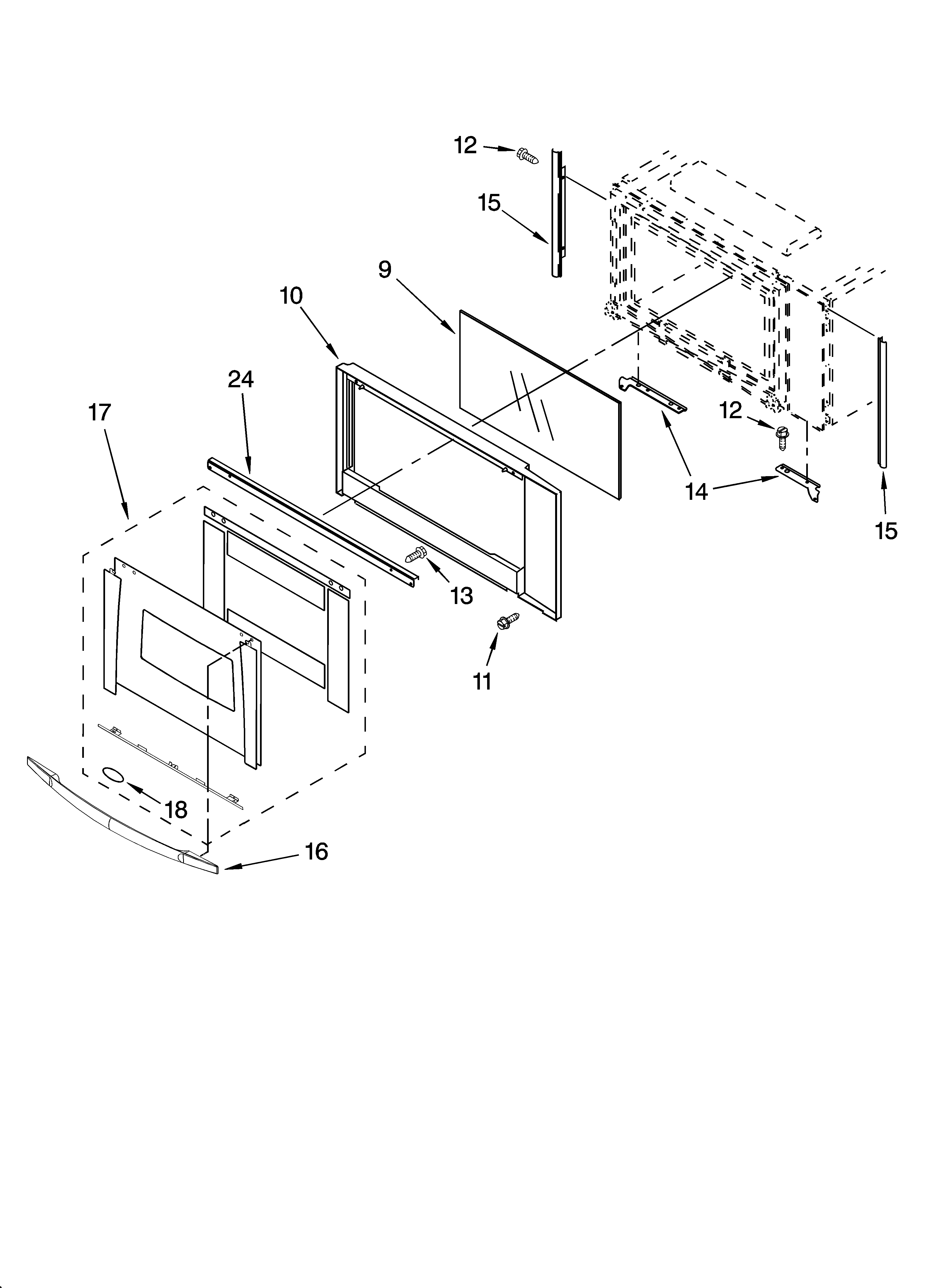 Whirlpool GSC308PRT00 microwave door parts diagram
