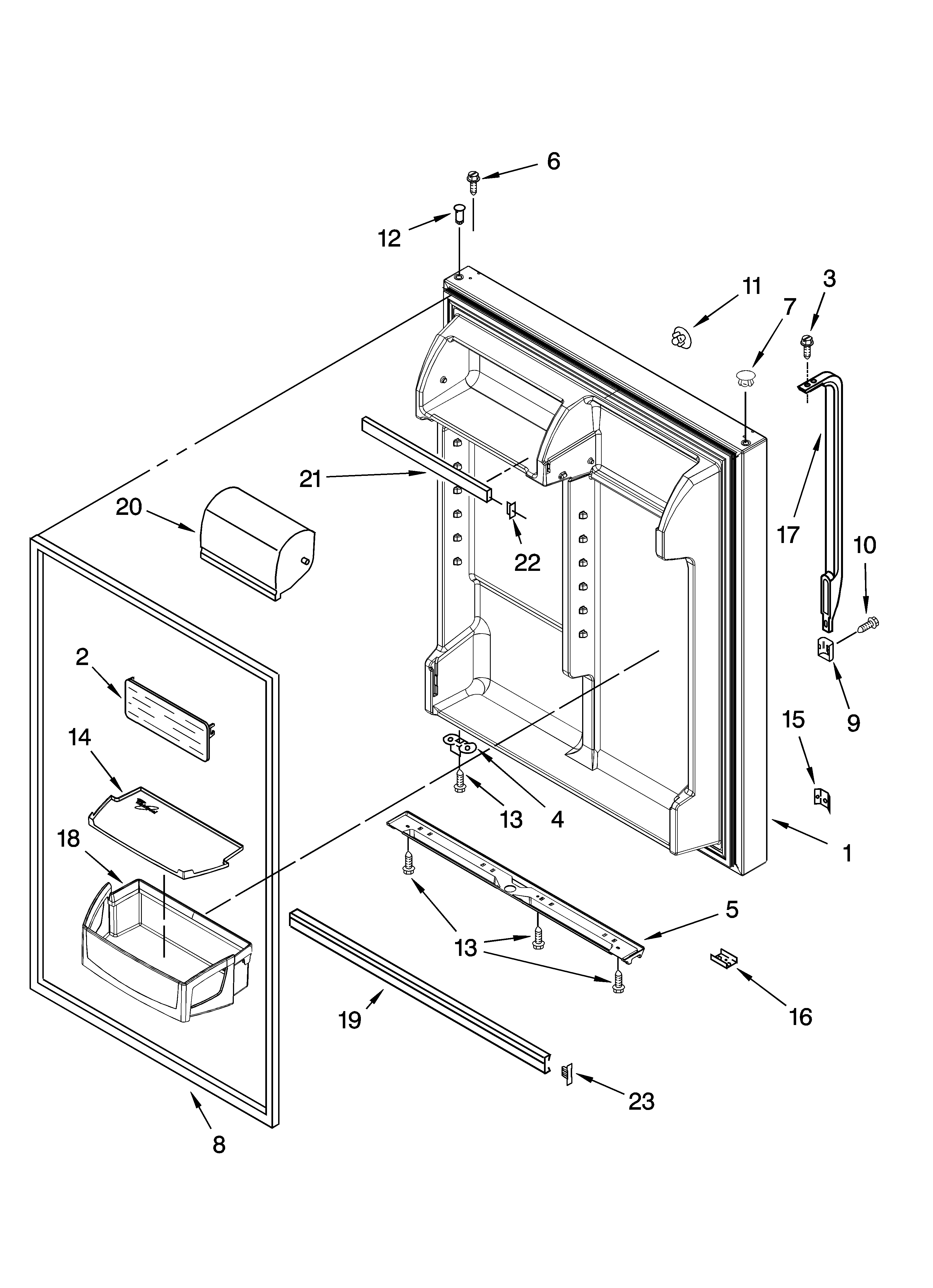 Whirlpool GT1SHWXPB01 refrigerator door parts diagram