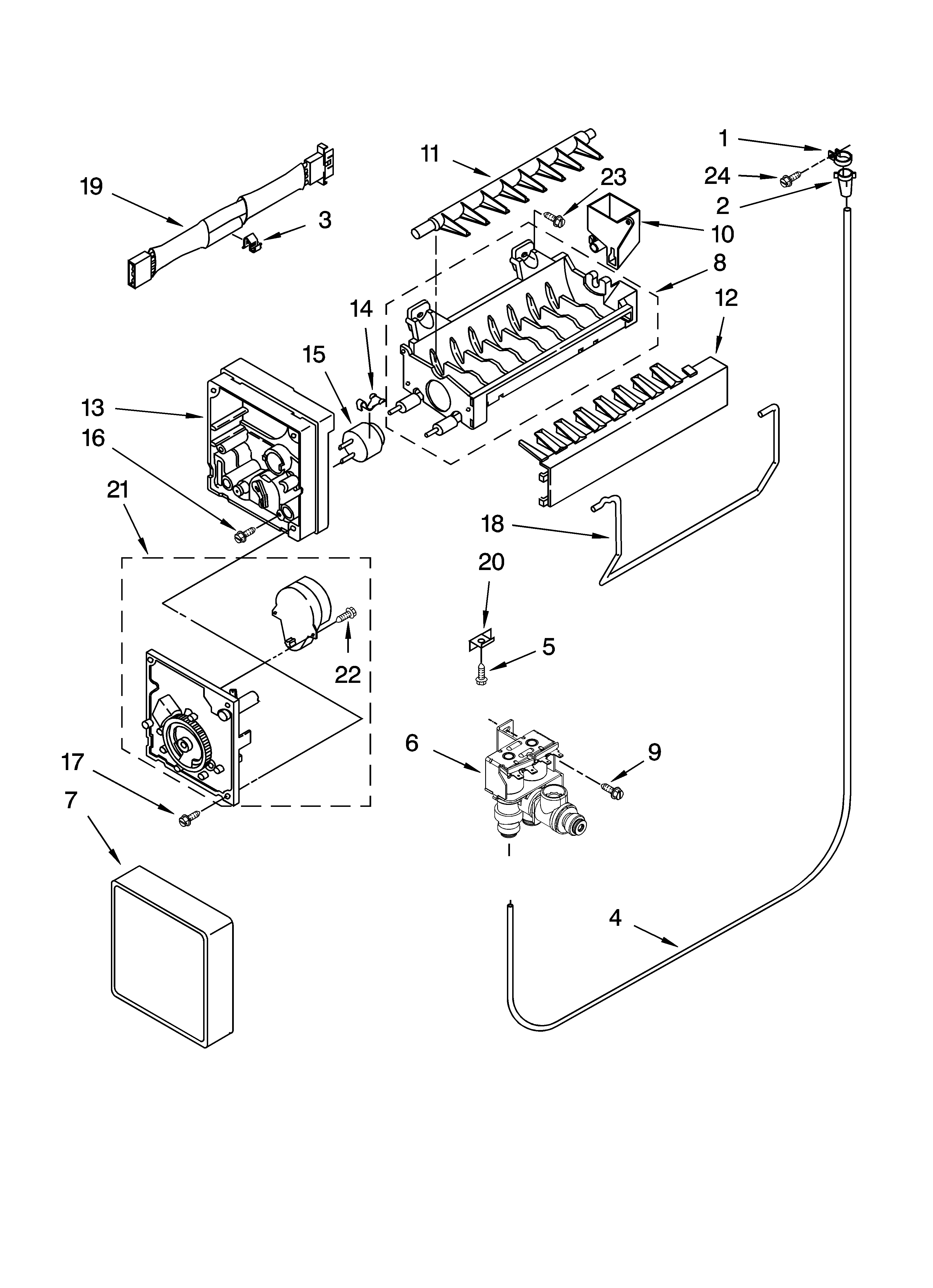 Whirlpool GT1SHWXPB01 icemaker parts diagram