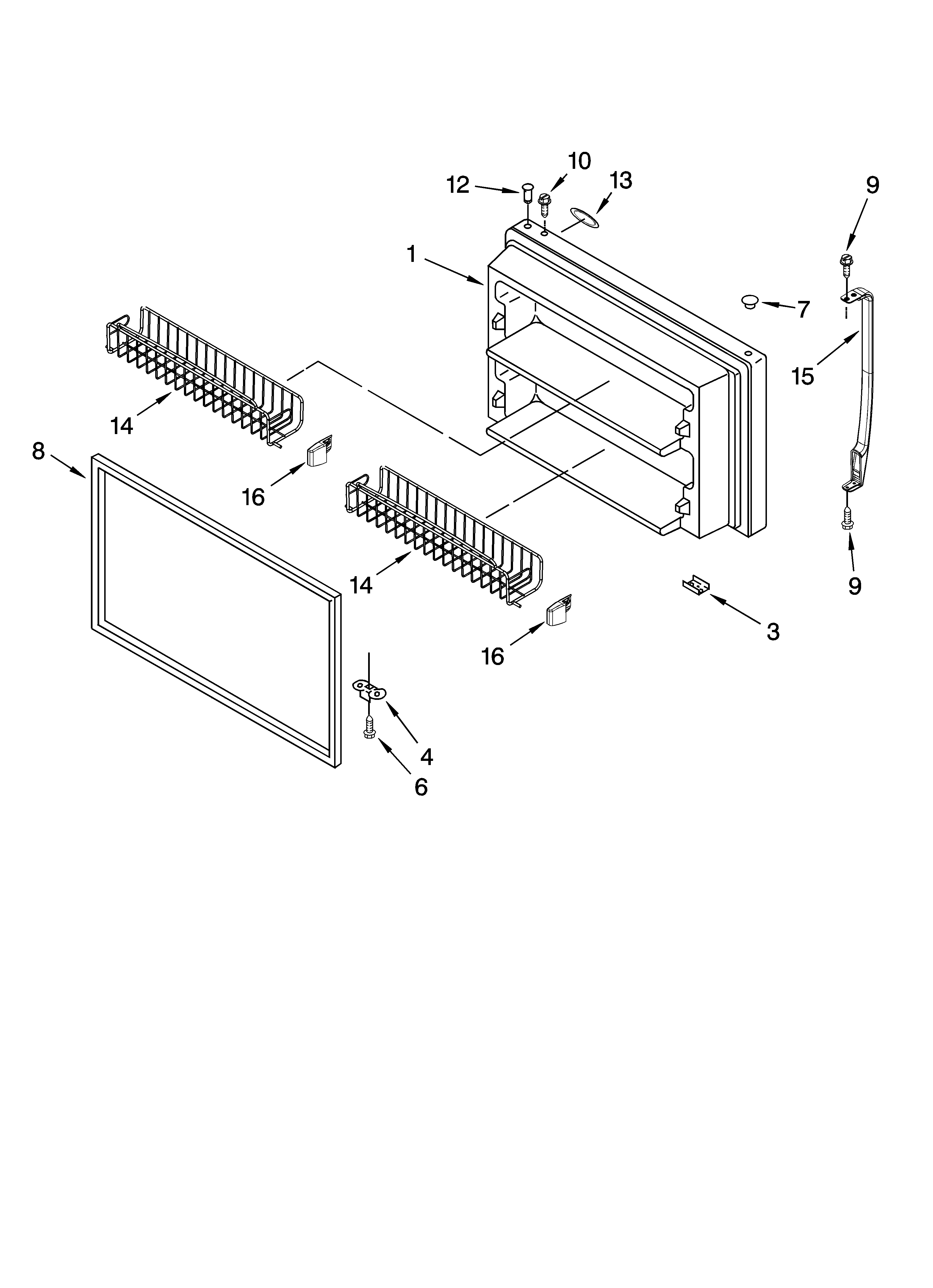 Whirlpool GT1SHWXPB01 freezer door parts diagram