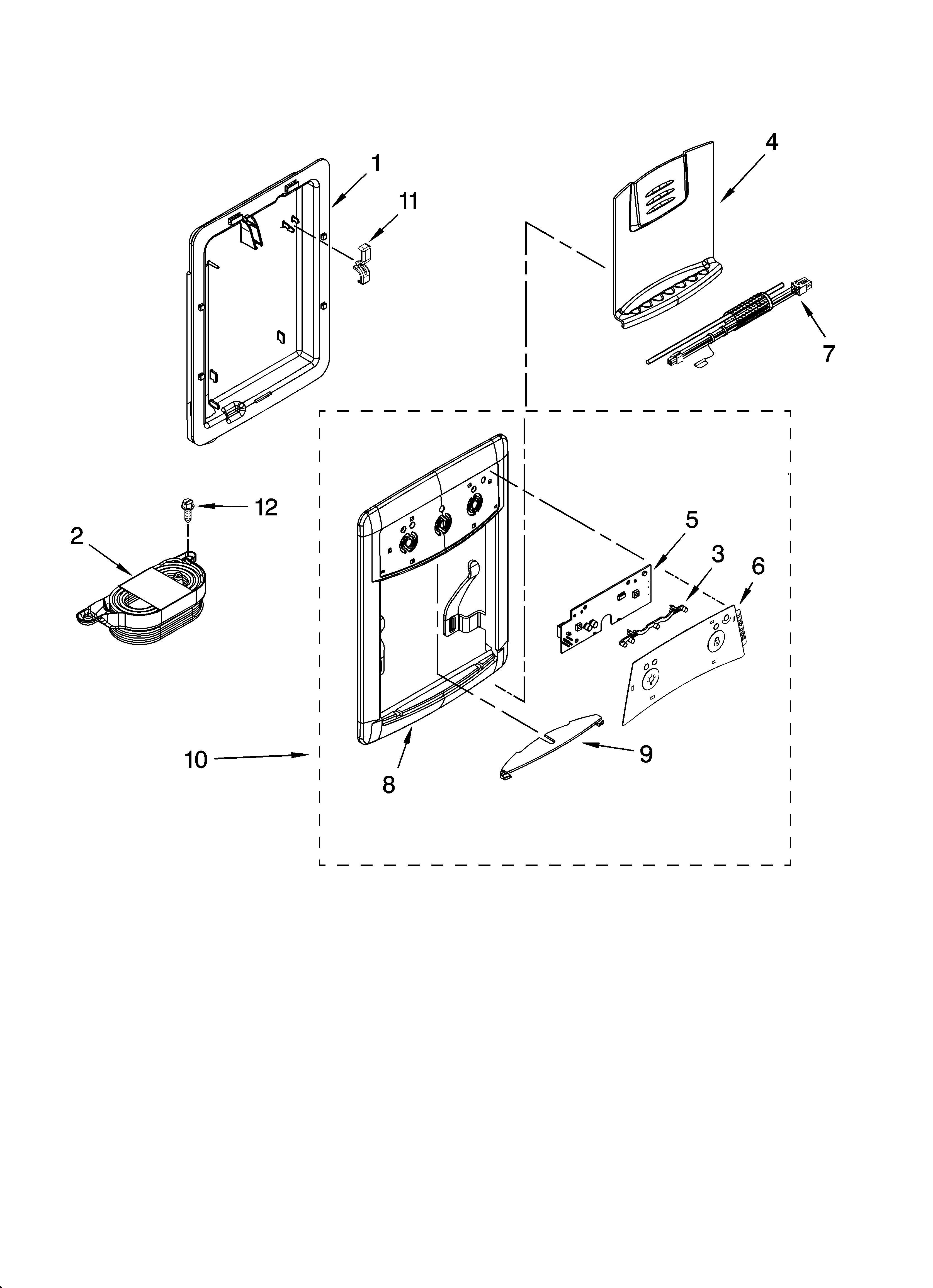 Whirlpool GT1SHWXPB01 dispenser parts, optional parts diagram