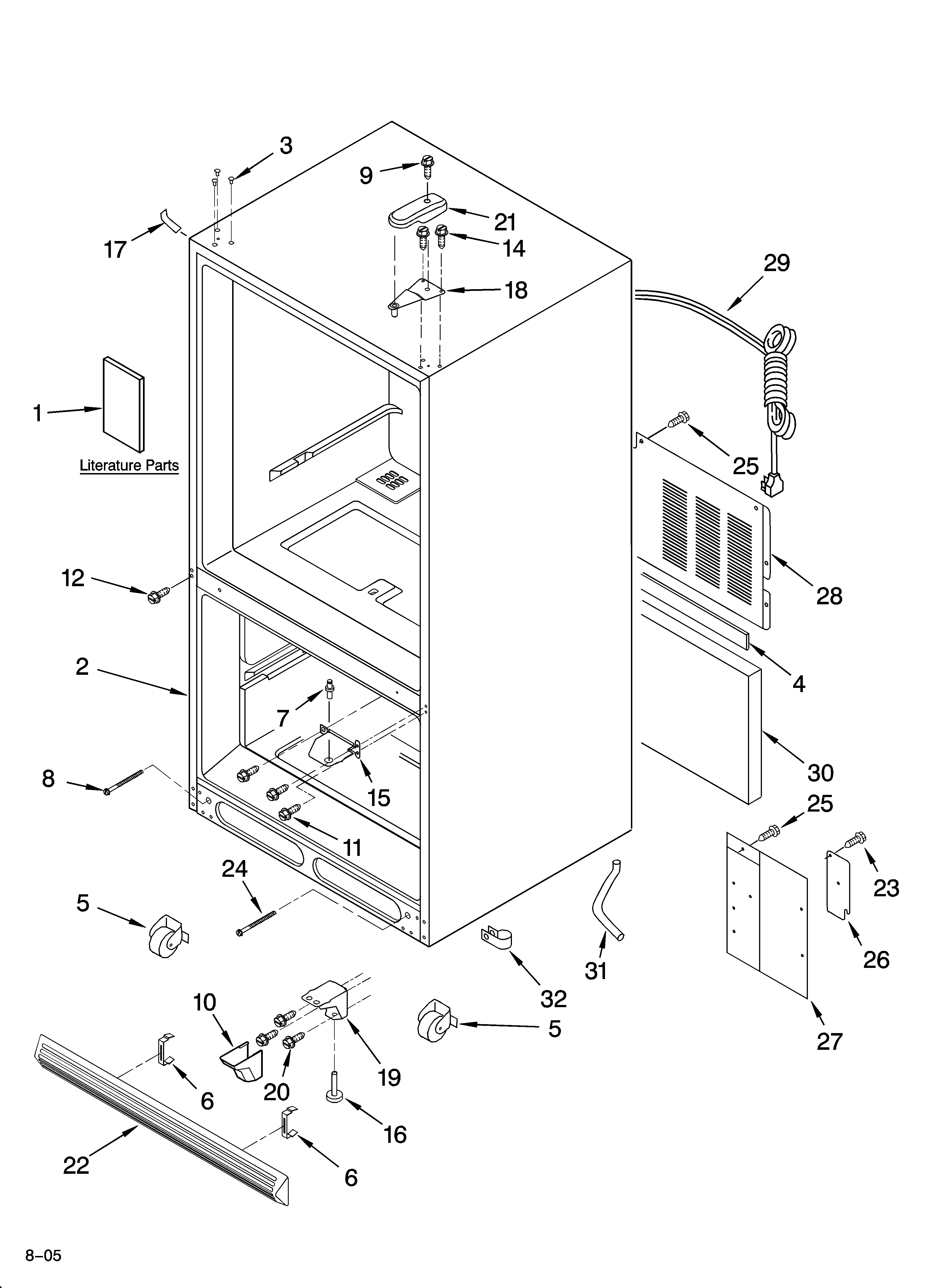 KitchenAid KBRA22KRSS00 cabinet parts diagram