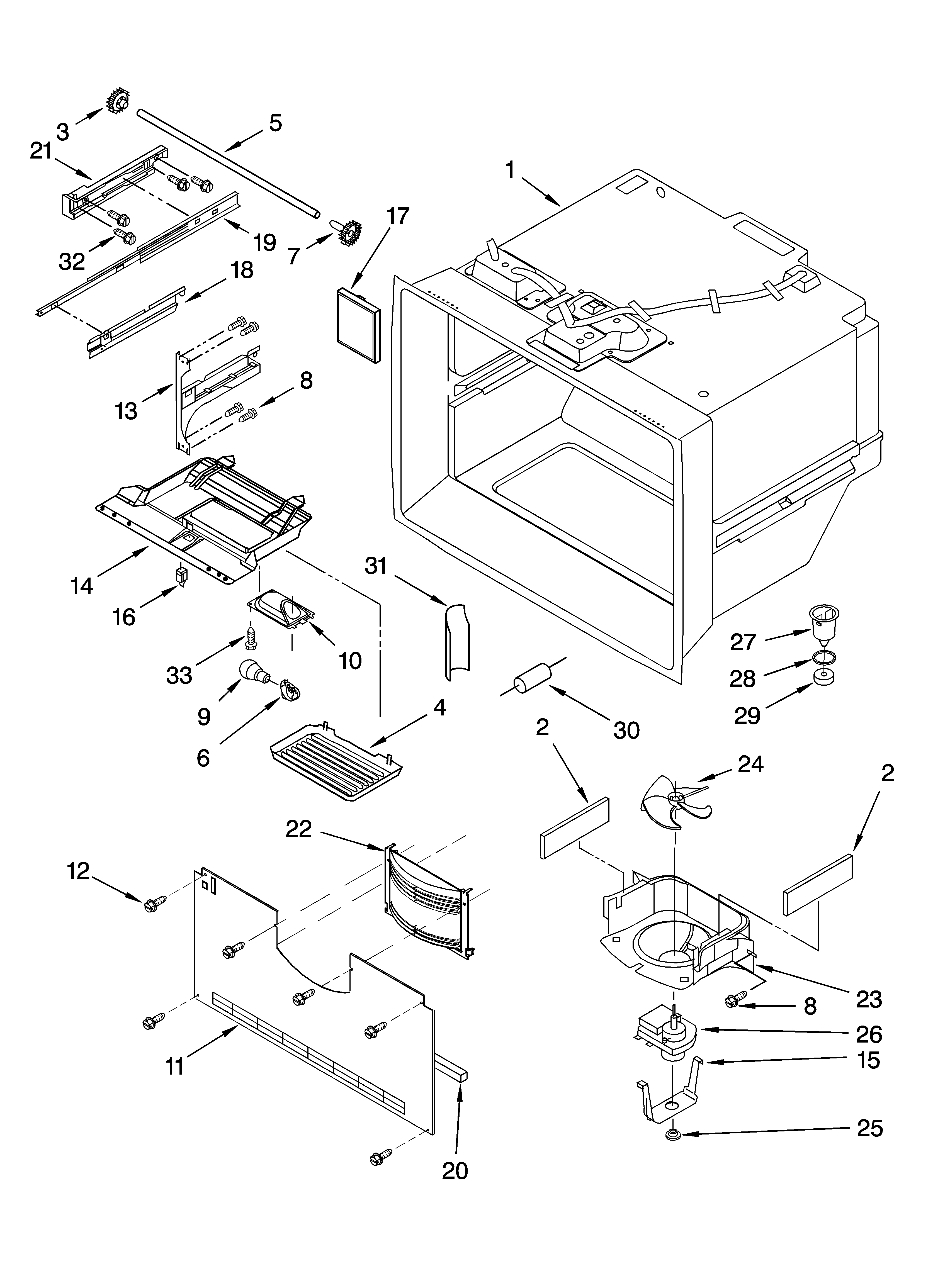 KitchenAid KBRA22KRSS00 freezer liner parts diagram