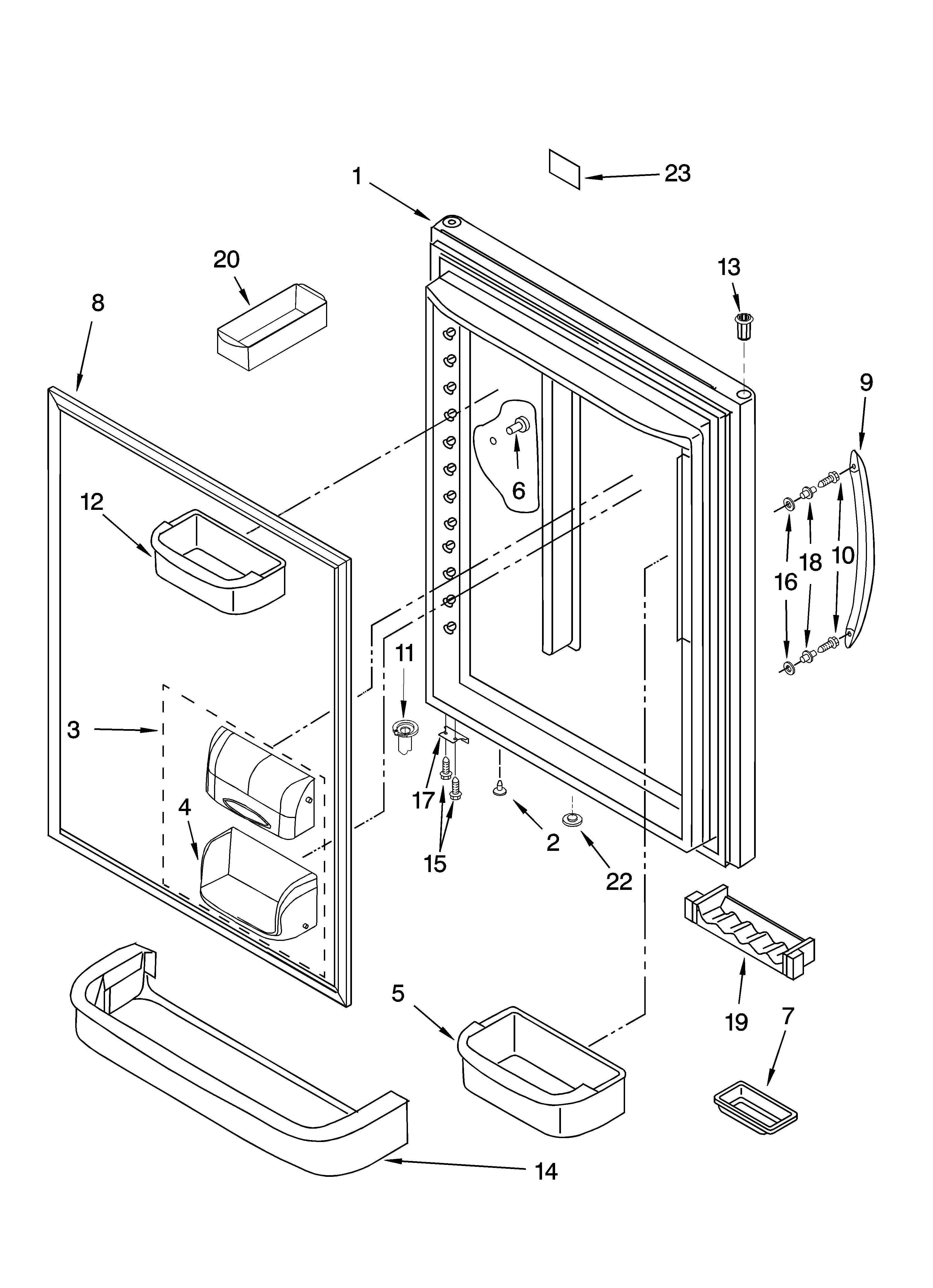 KitchenAid KBRA22KRSS00 refrigerator door parts diagram