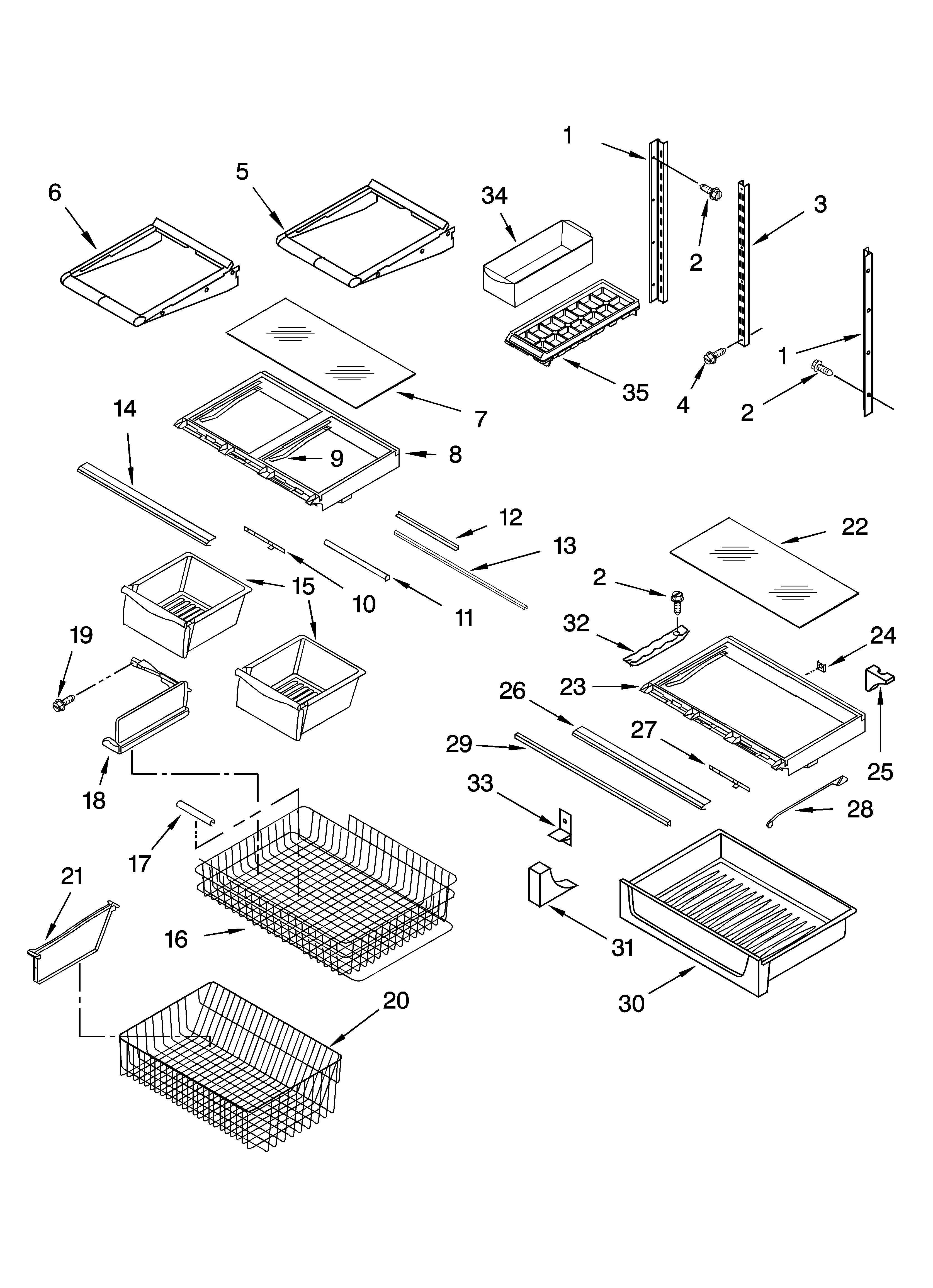 KitchenAid KBRA22KRSS00 shelf parts, optional parts diagram