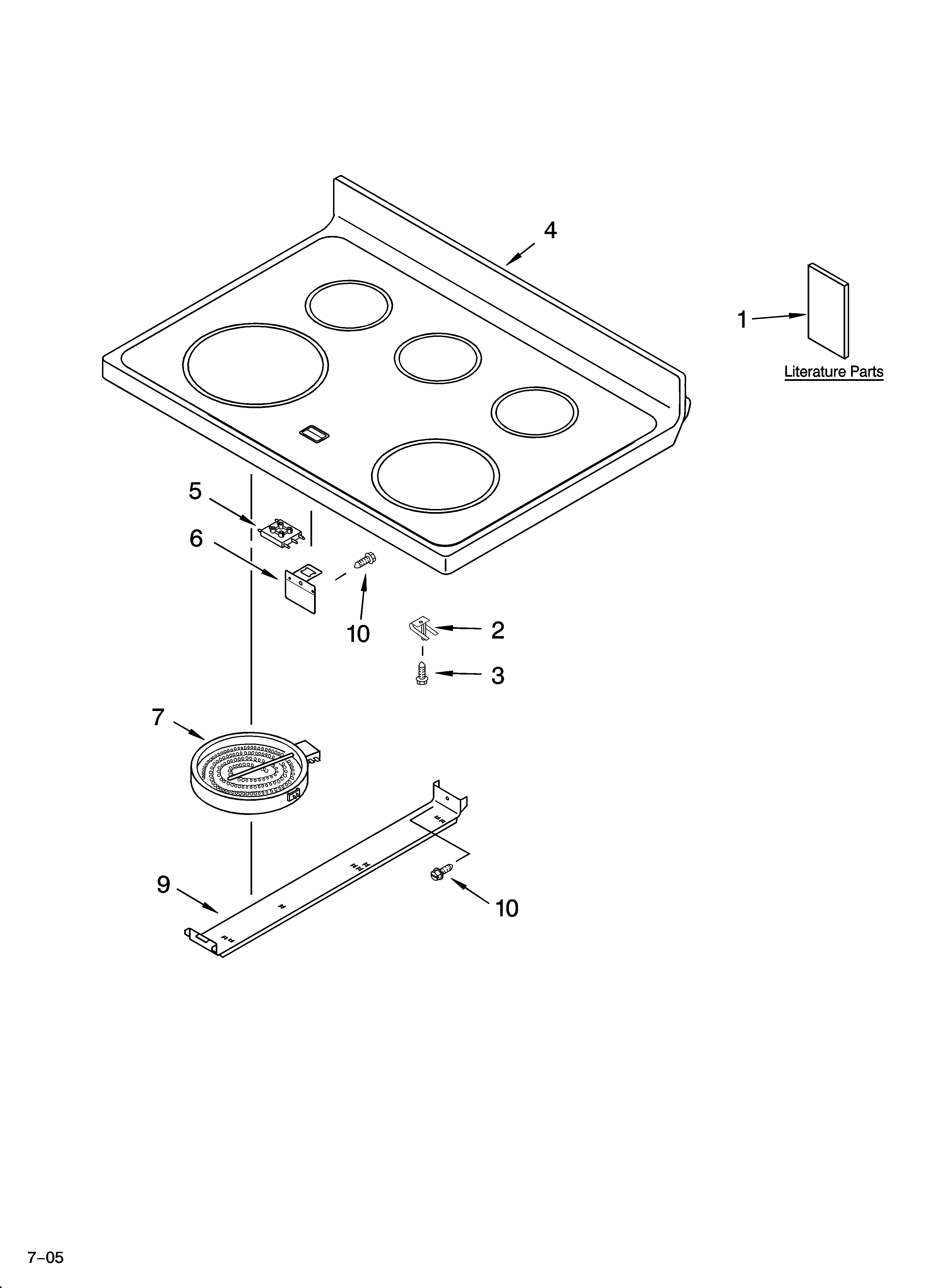 KitchenAid KERA205PSS2 cooktop parts diagram