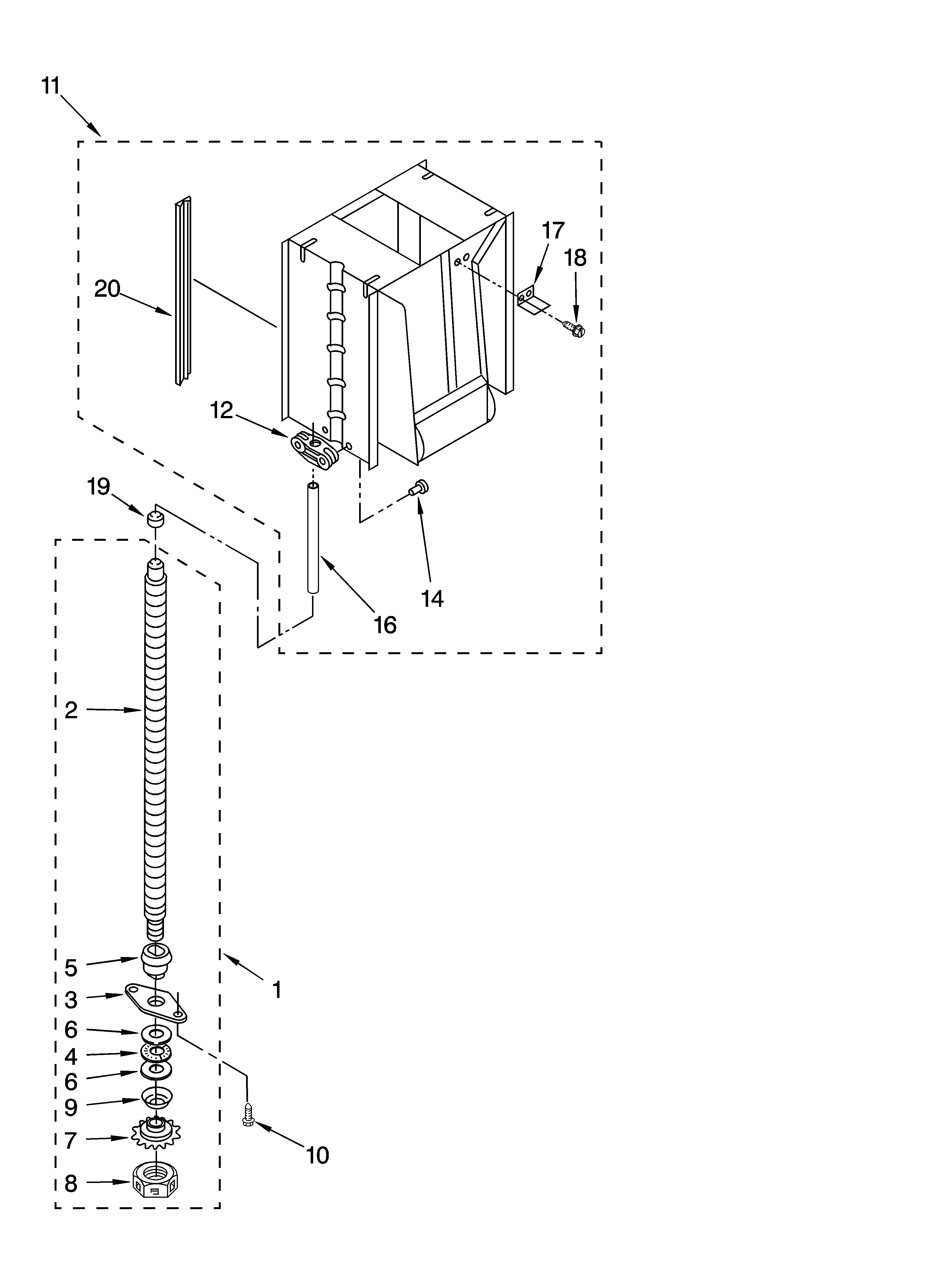 KitchenAid KUCS02CRWH0 powerscrew and ram parts diagram