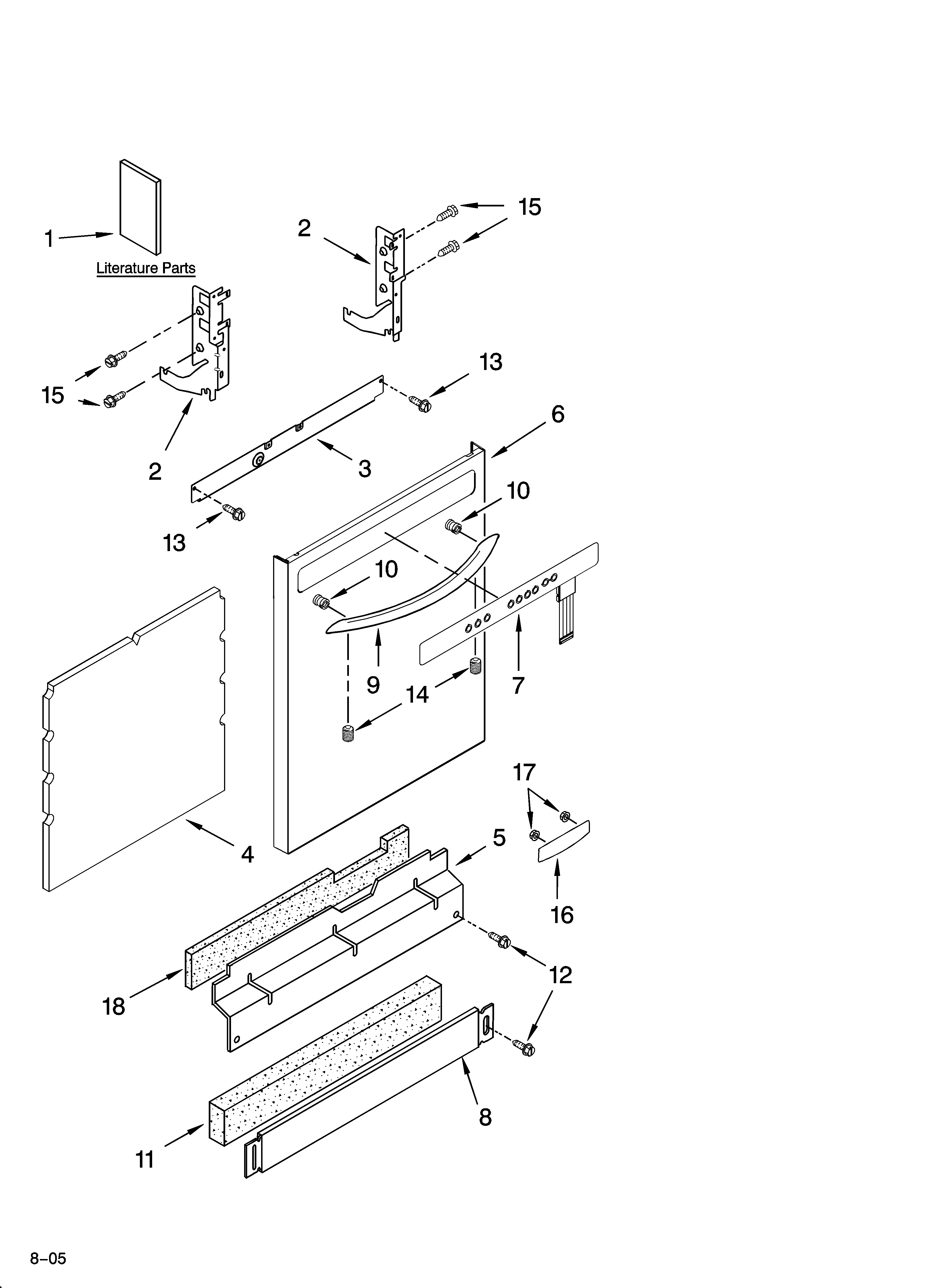 KitchenAid KUDK02CRWH0 door and panel parts diagram