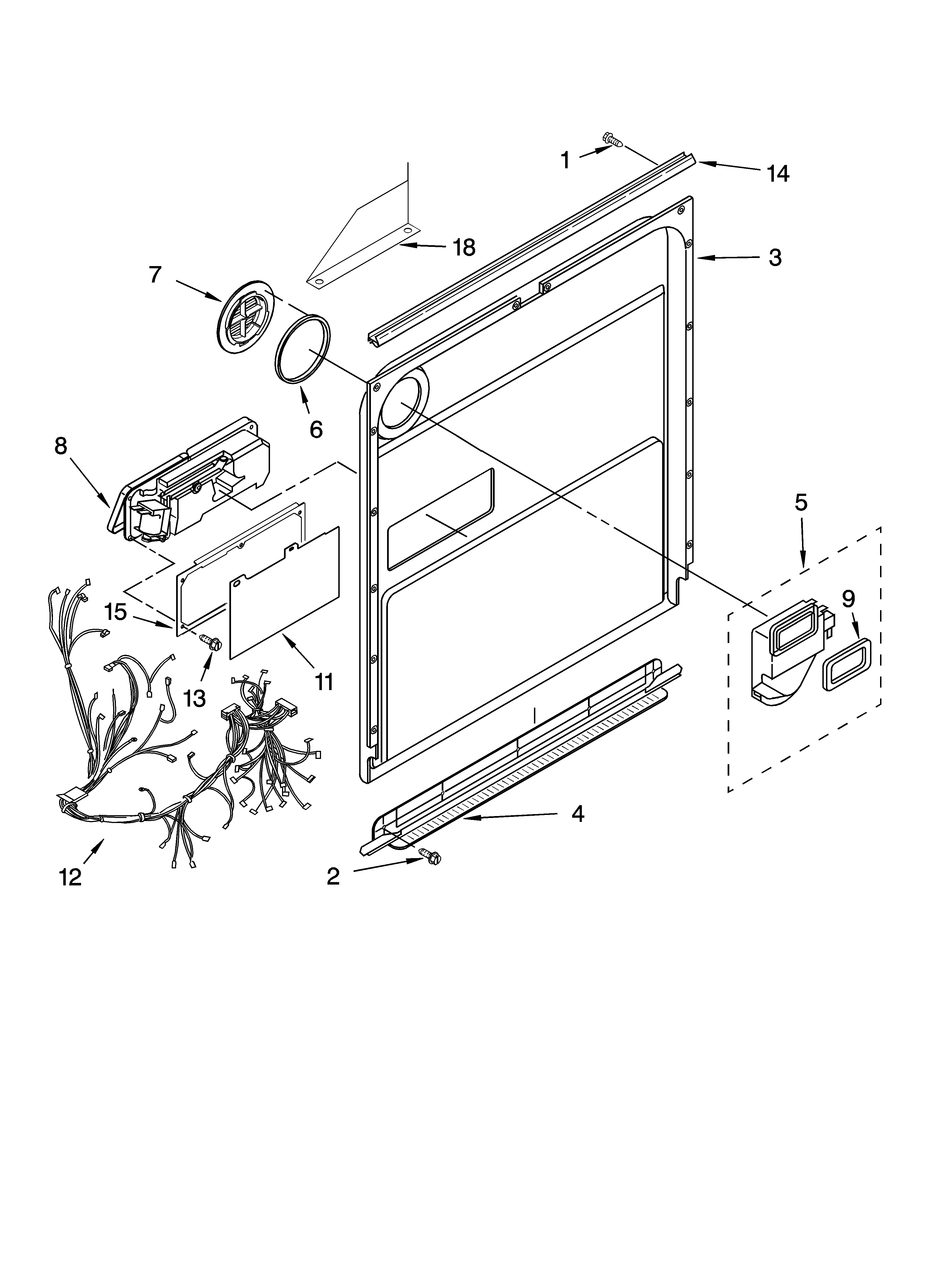 KitchenAid KUDP01DLWH7 door and latch parts diagram