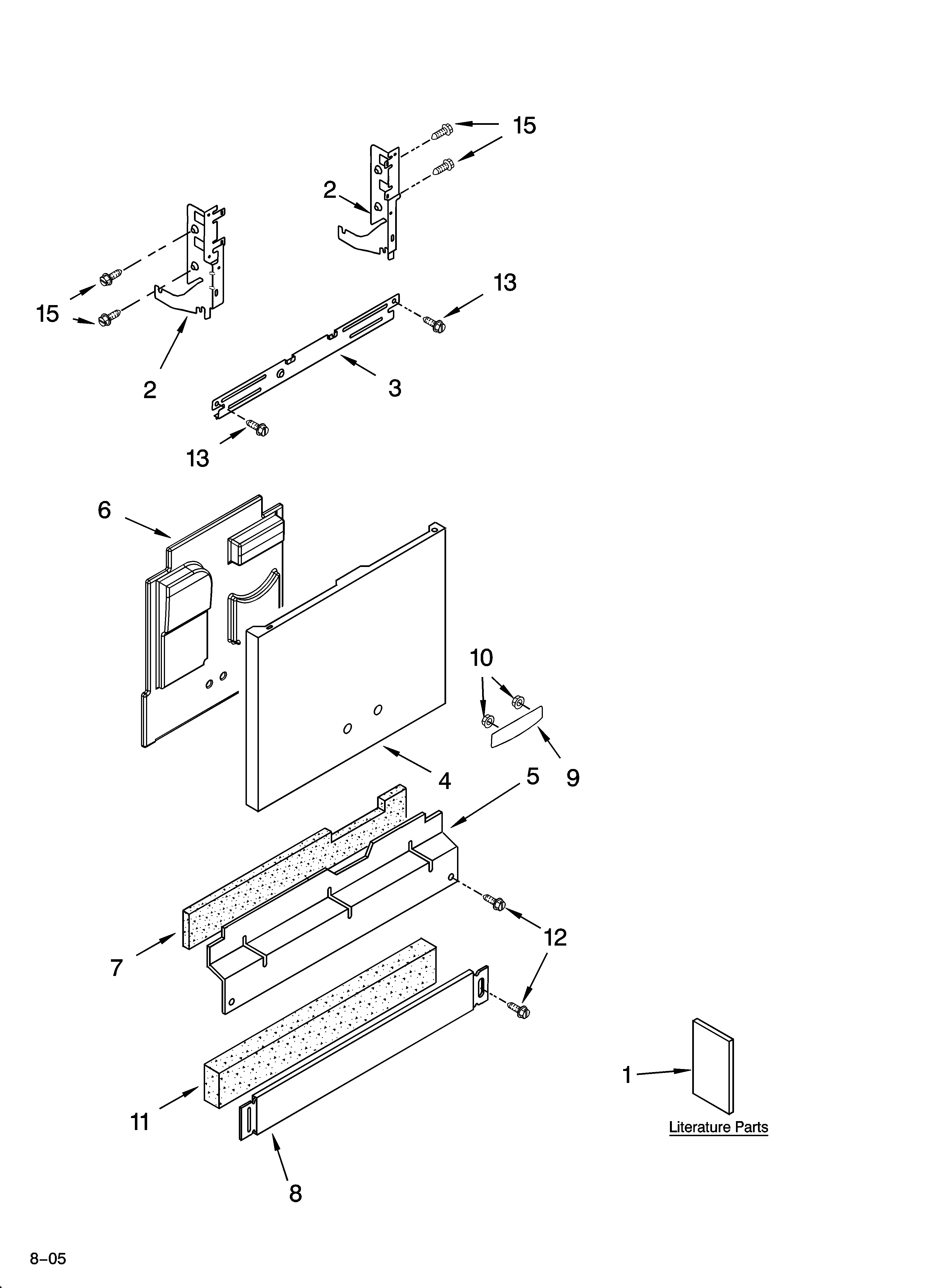 KitchenAid KUDS01DLWH7 door and panel parts diagram