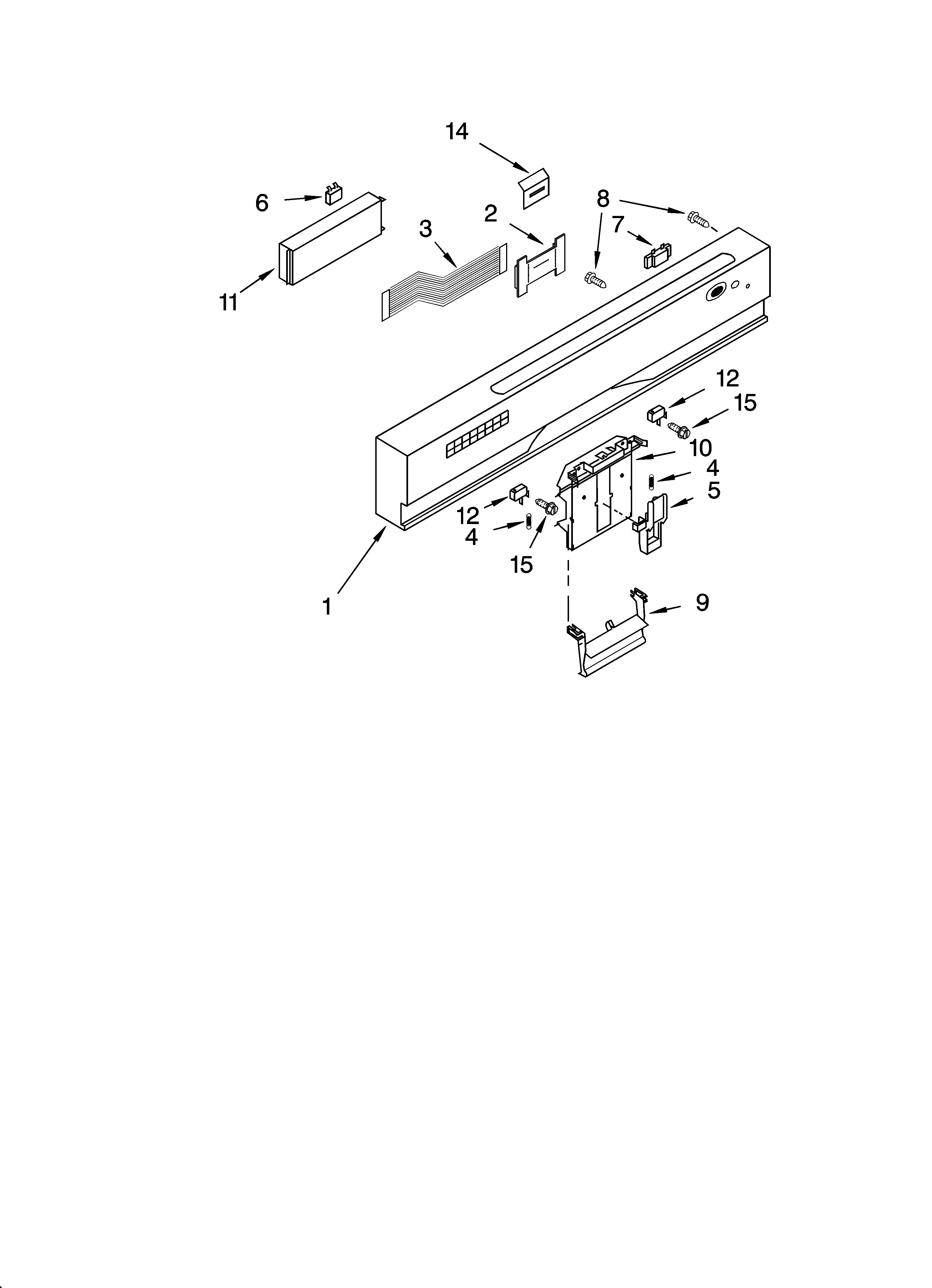 KitchenAid KUDS01DLWH7 control panel parts diagram