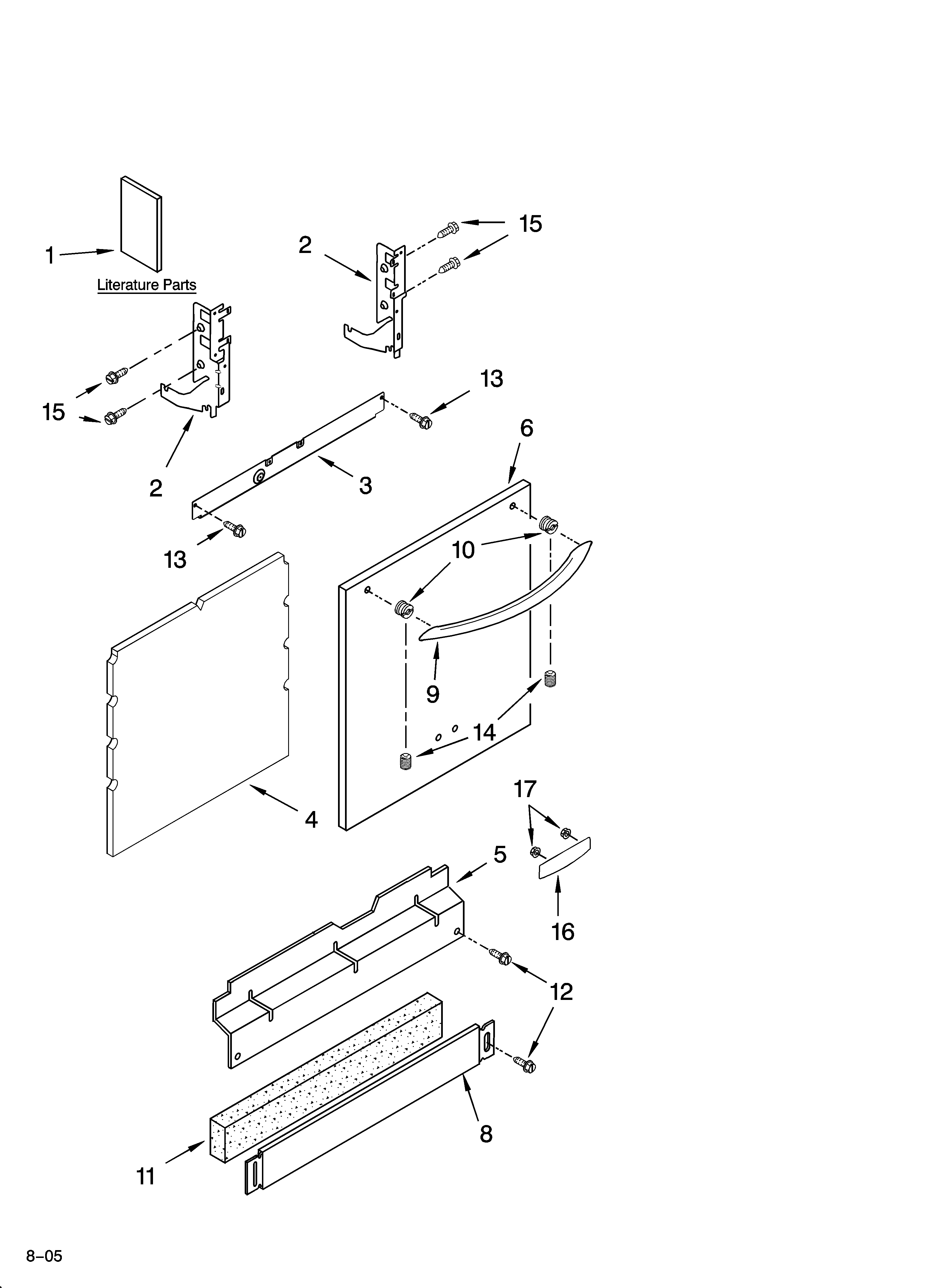KitchenAid KUDU02FRBL0 door and panel parts diagram