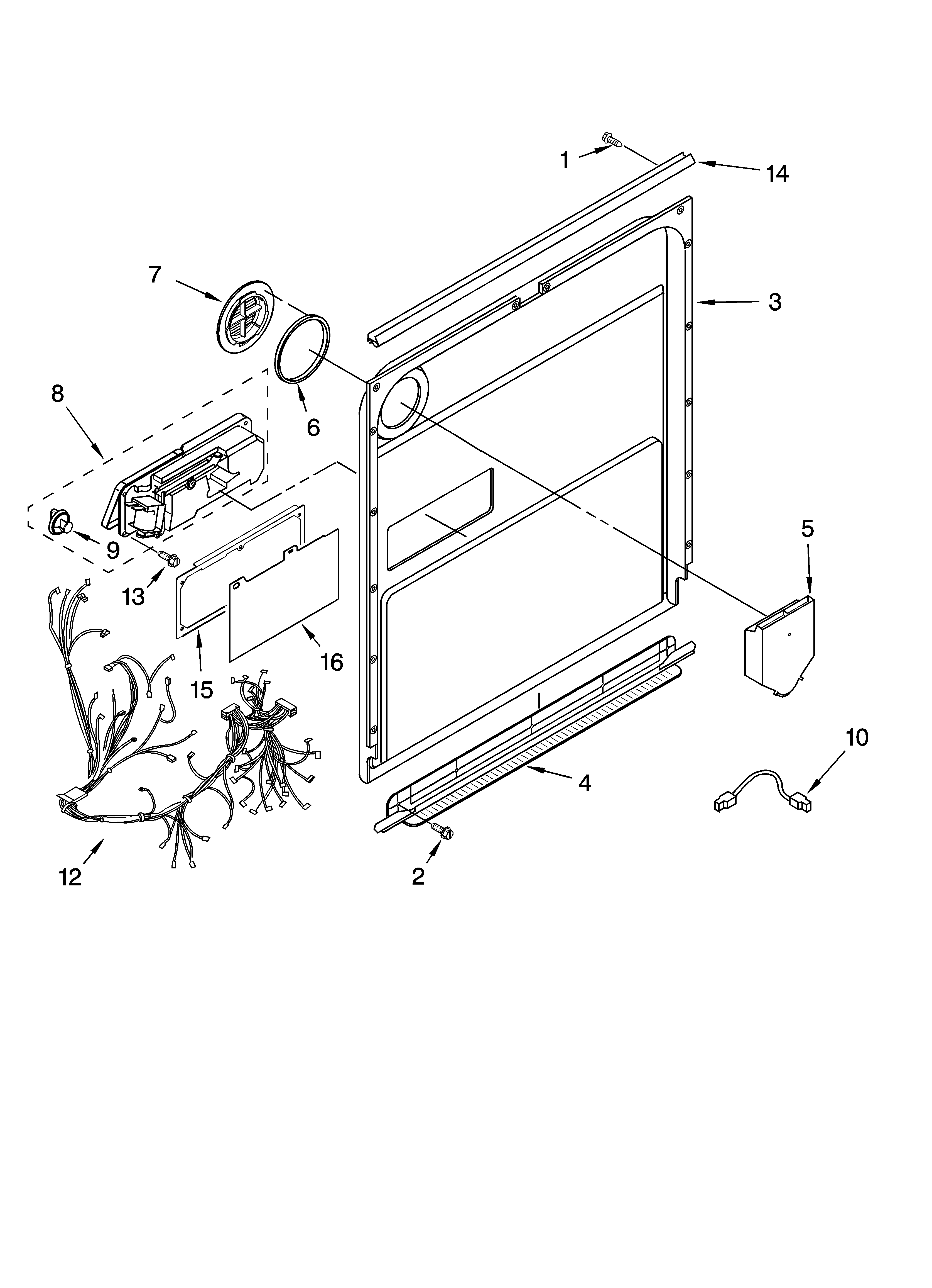 KitchenAid KUDU02FRBL0 door and latch parts diagram