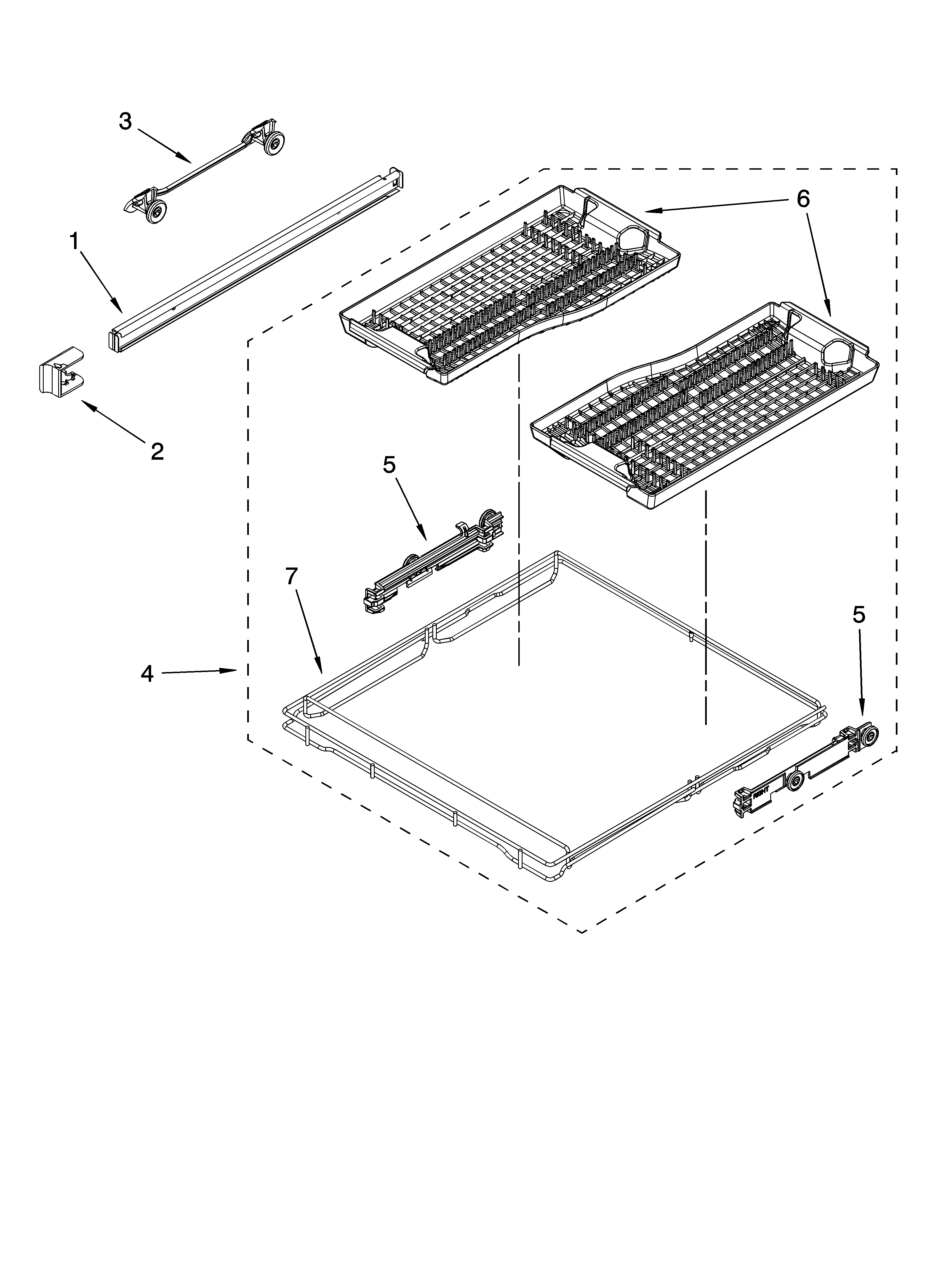 KitchenAid KUDU02FRBL0 third level rack and track parts diagram
