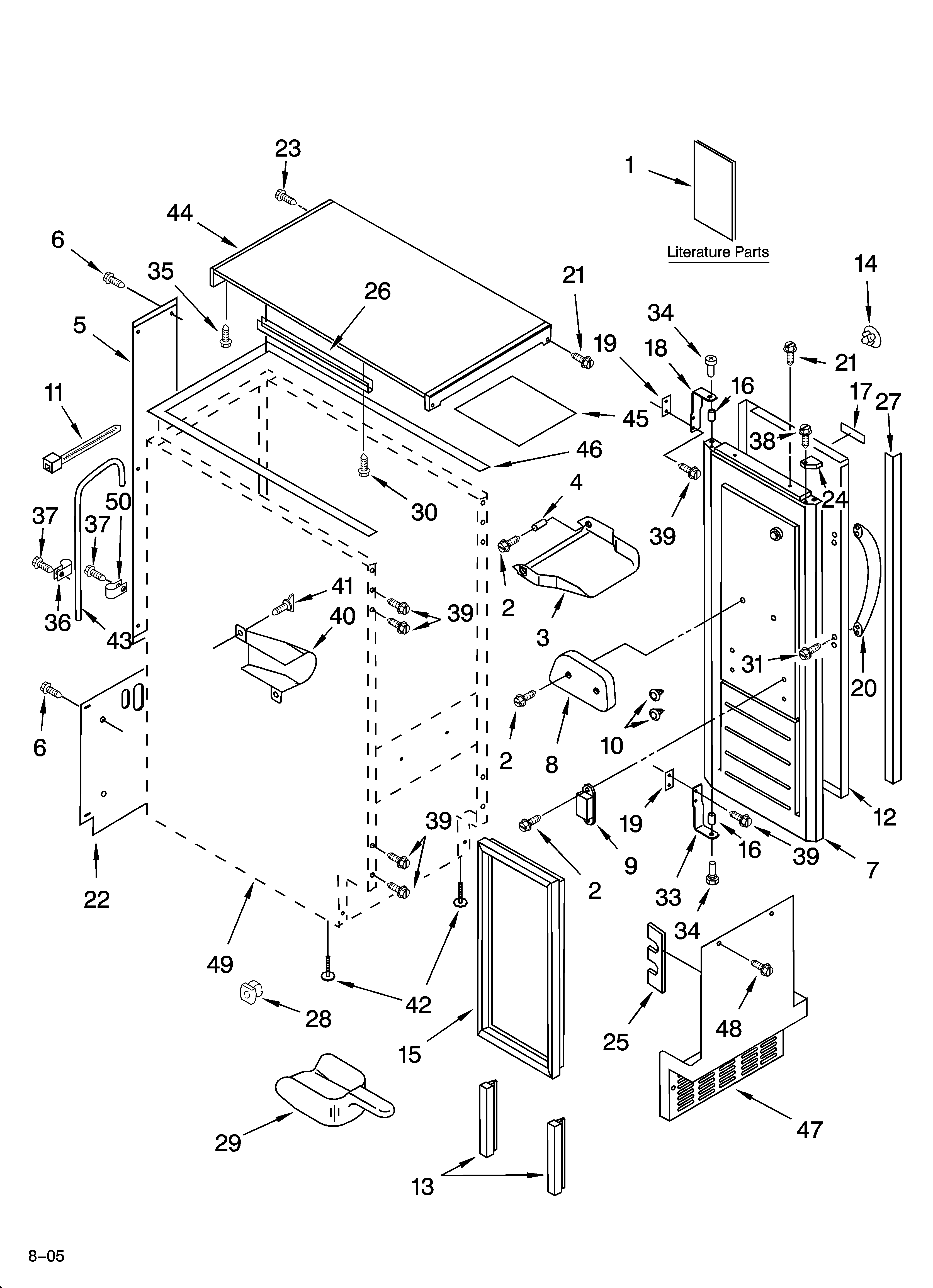 KitchenAid KUIA15PRLS0 cabinet liner and door parts diagram
