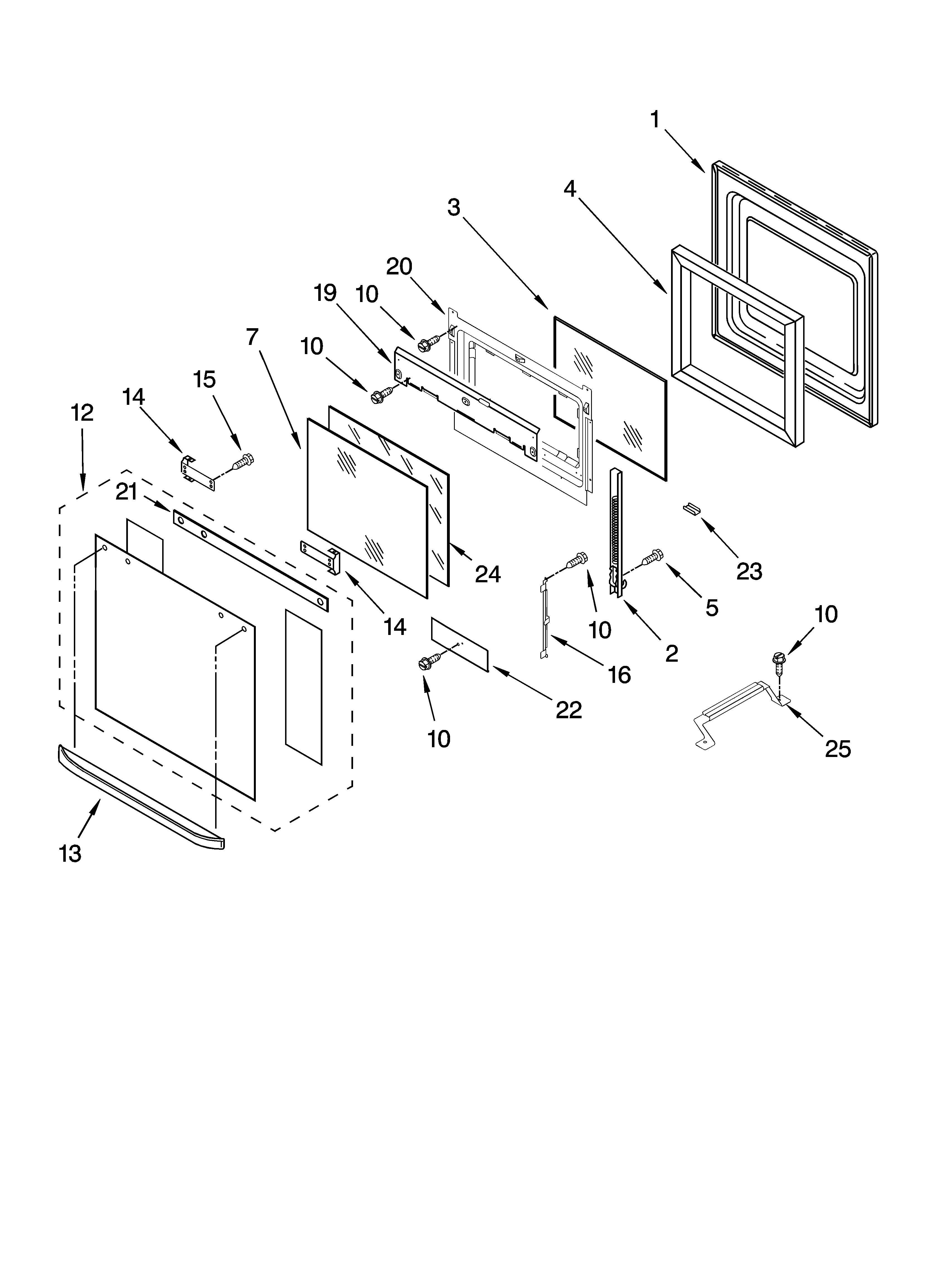 Whirlpool RBD306PDT15 oven door parts diagram