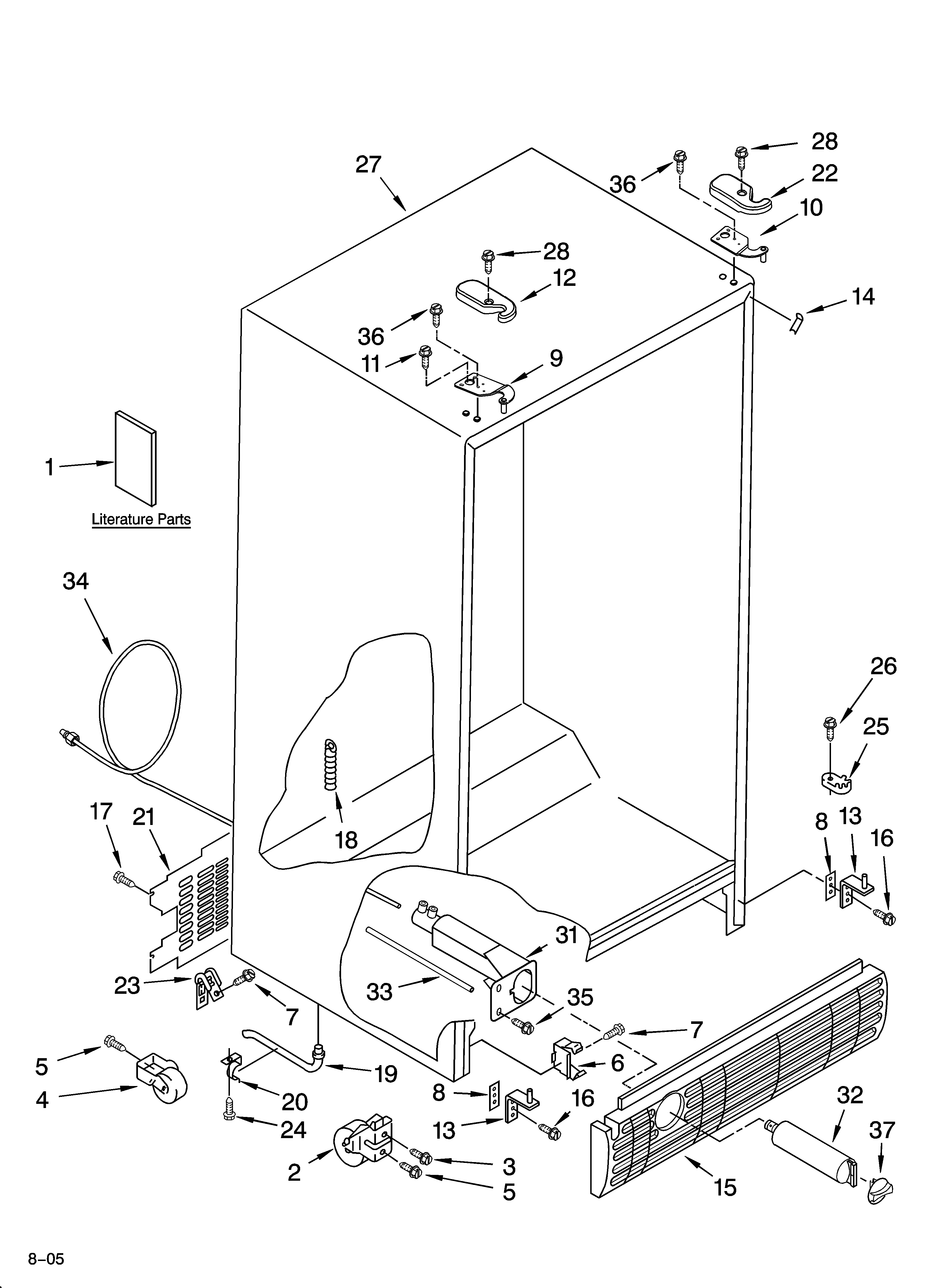 Roper RS25AFXRD01 cabinet parts diagram