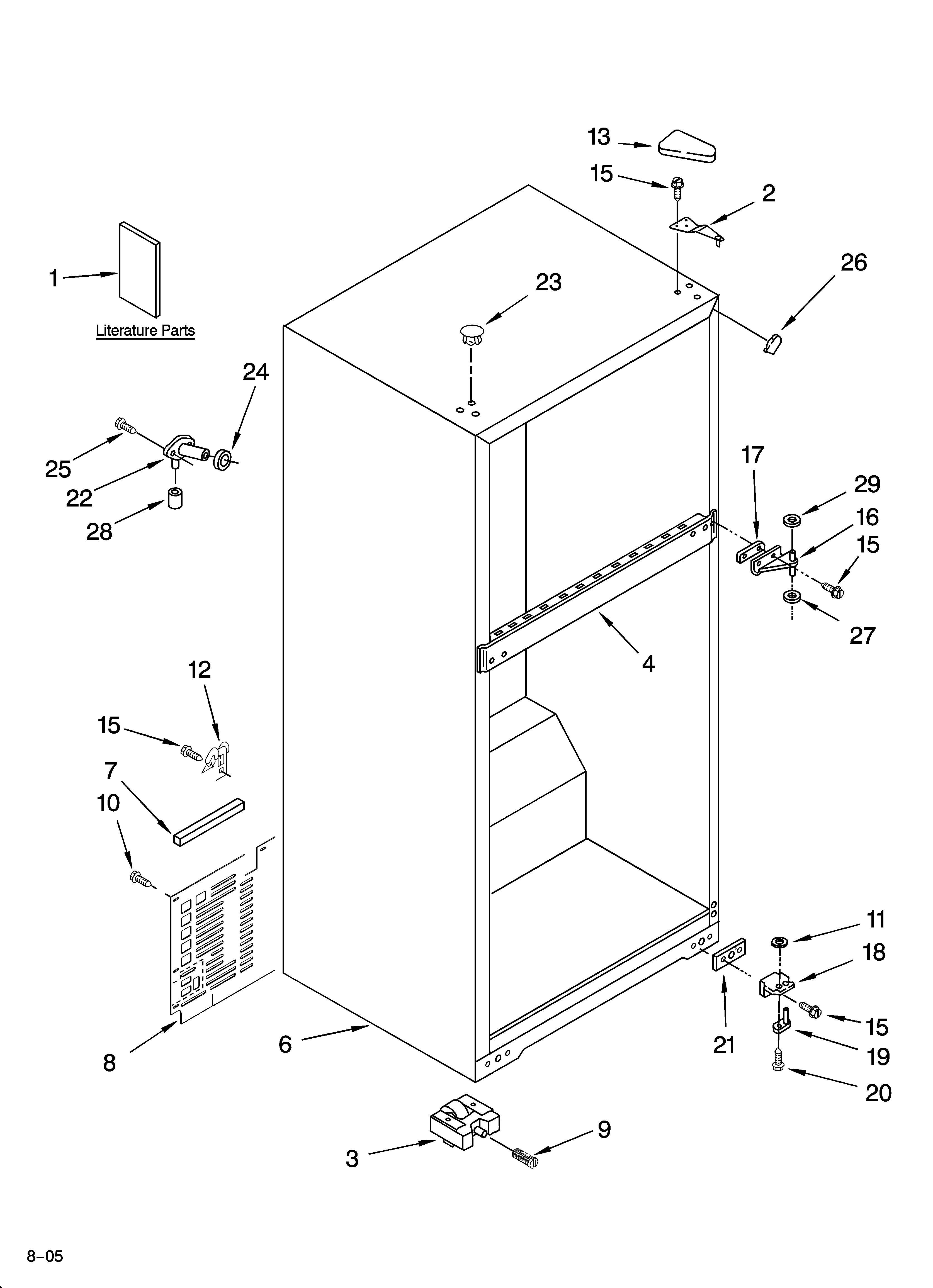 Roper RT18SKXRD00 cabinet parts diagram