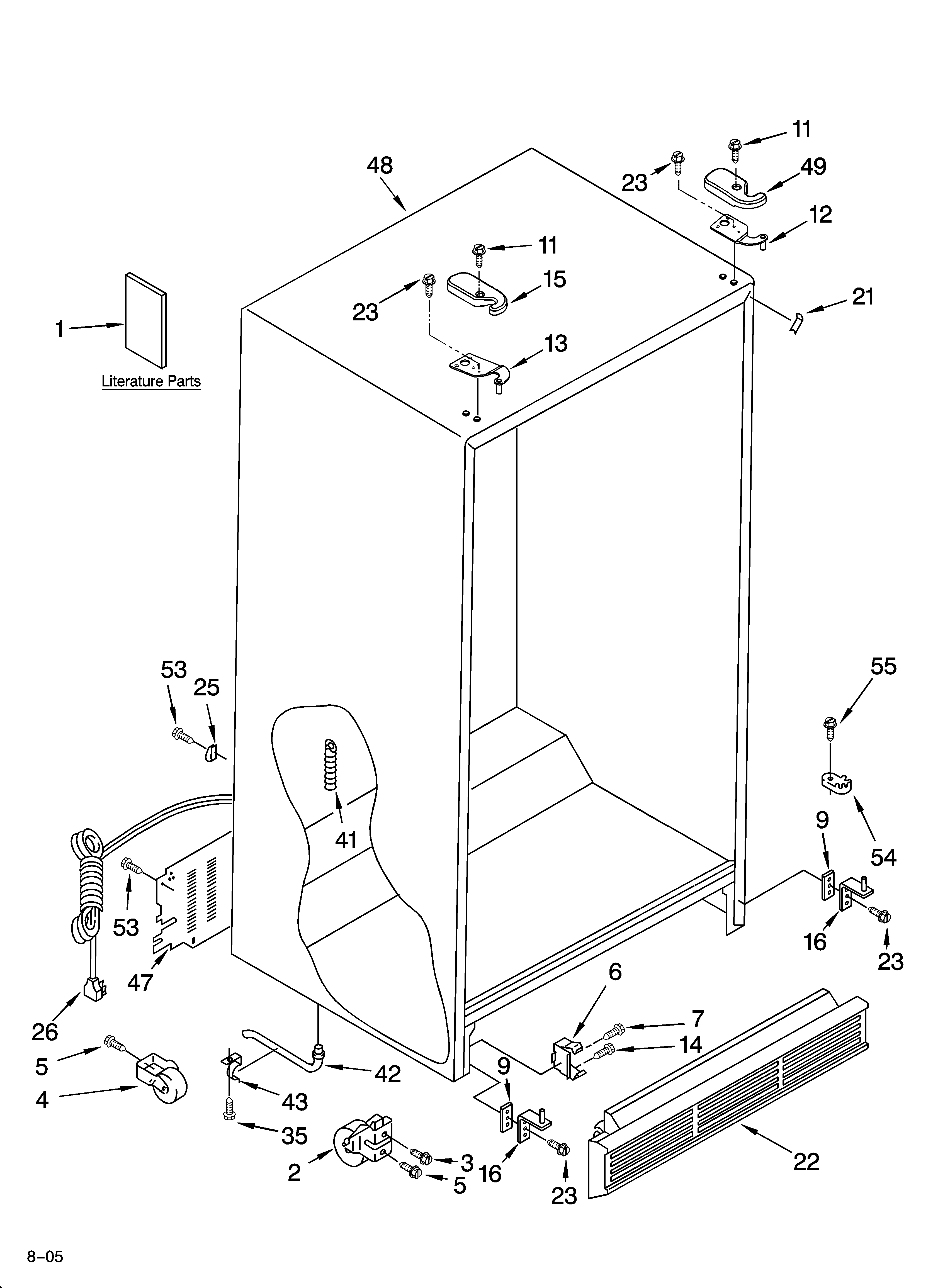 Whirlpool 6ED2FHKXRL00 cabinet parts diagram