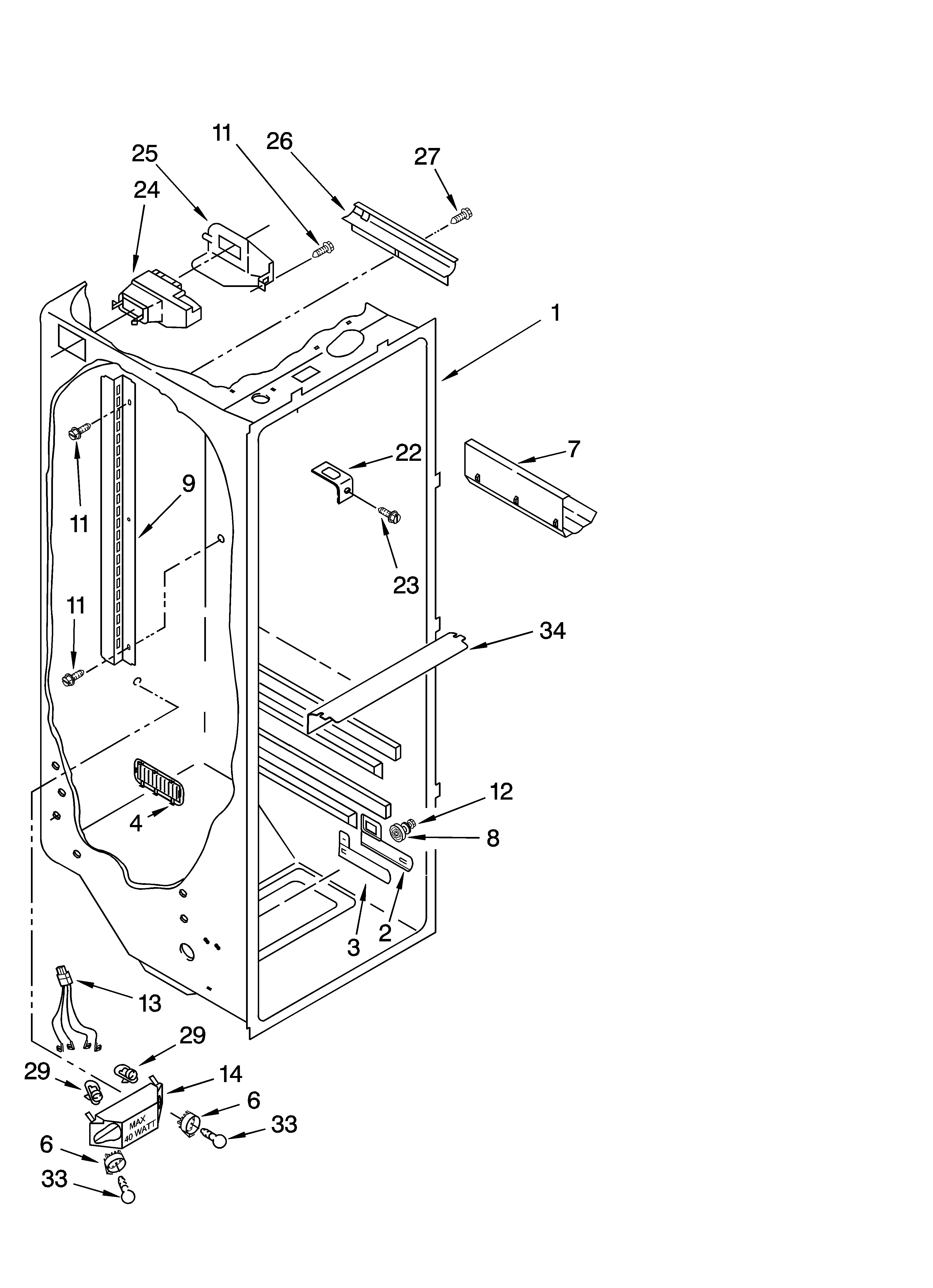 Whirlpool 6ED2FHKXRL00 refrigerator liner parts diagram