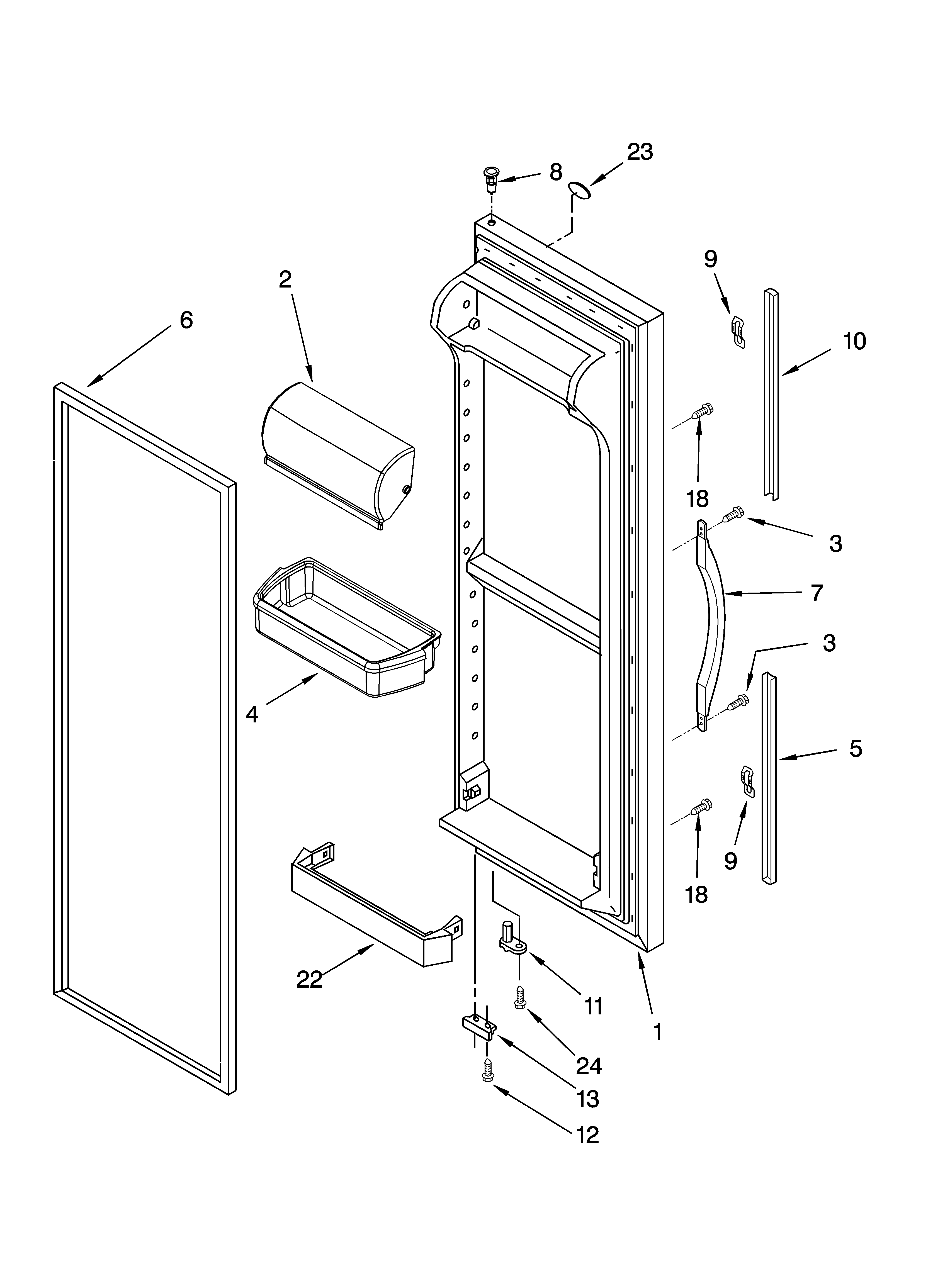 Whirlpool 6ED2FHKXRL00 refrigerator door parts diagram