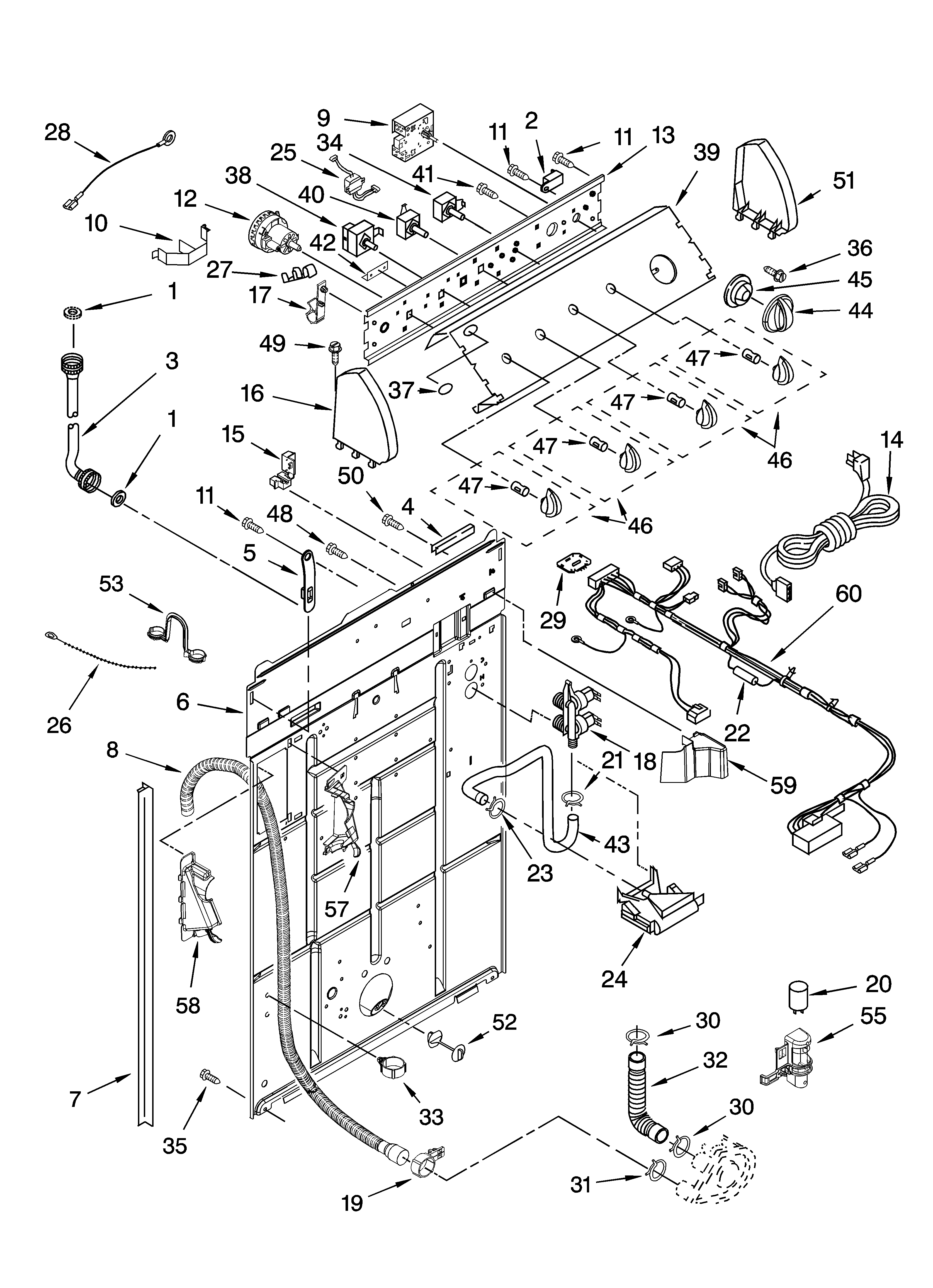 Whirlpool 7MGST9679PW1 controls and rear panel parts diagram