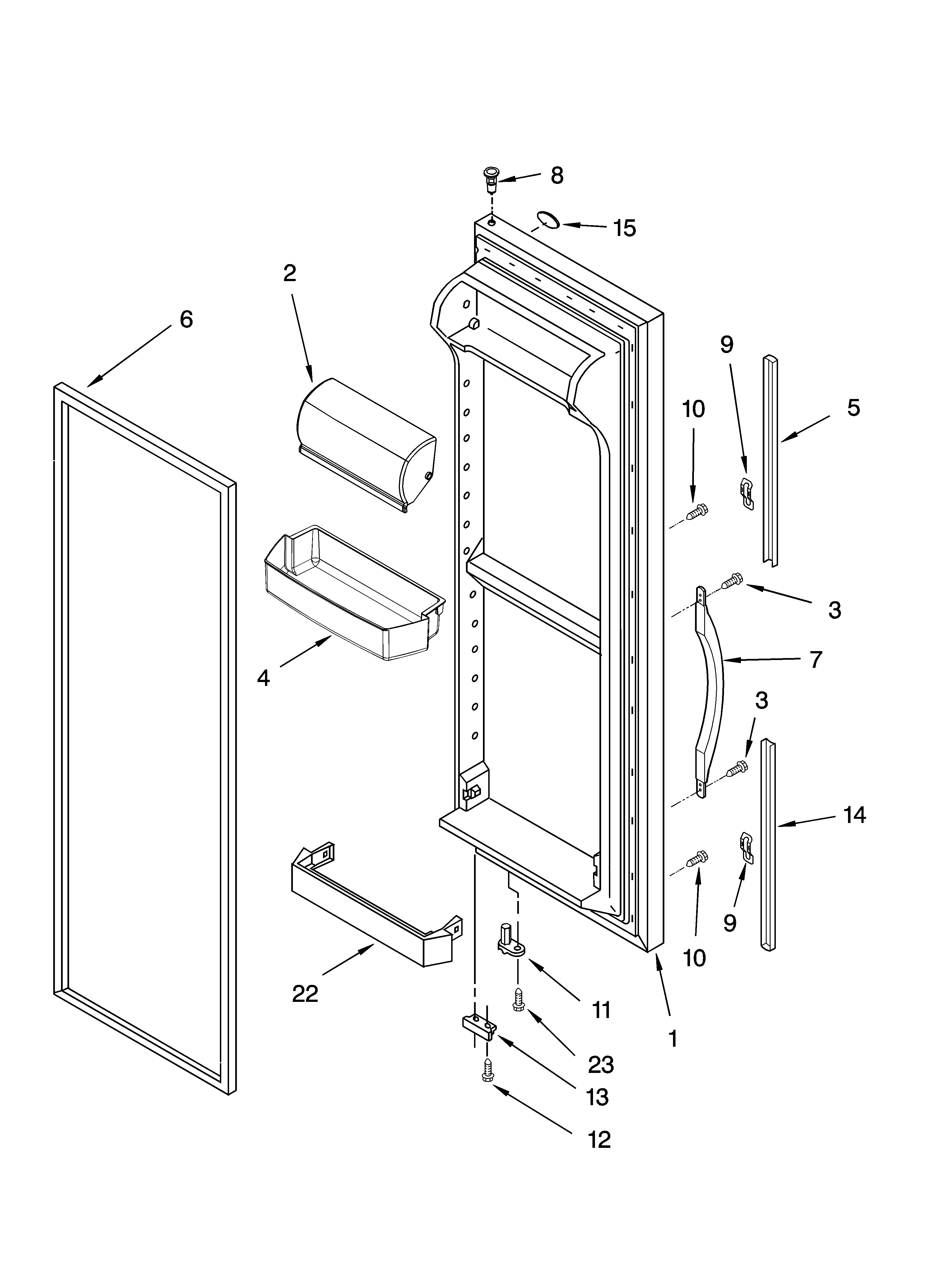 Crosley CS25AFXKT04 refrigerator door parts diagram