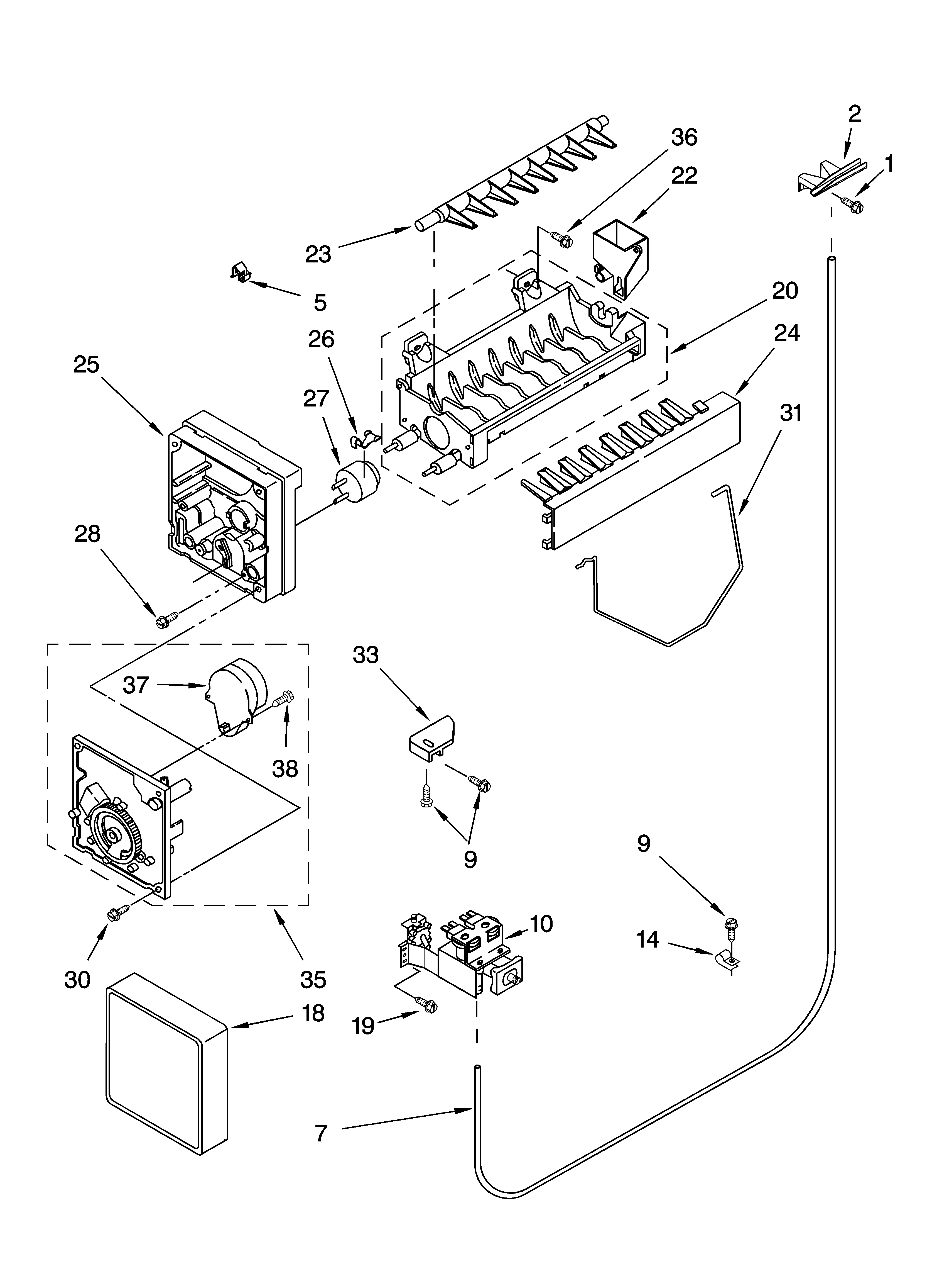 Crosley CS25AFXKT04 icemaker parts, optional parts diagram