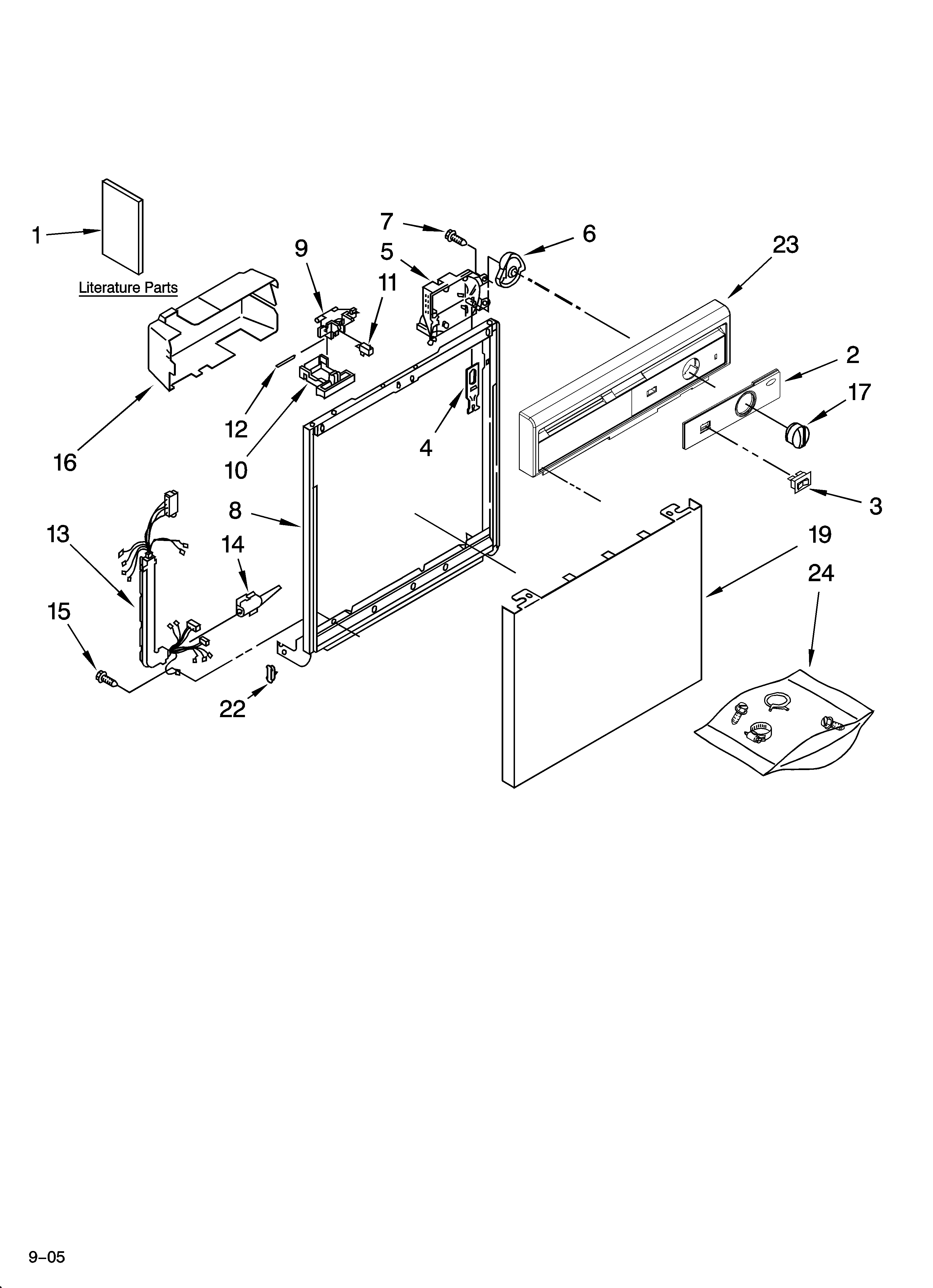 Whirlpool DU810SWPT1 frame and console parts diagram