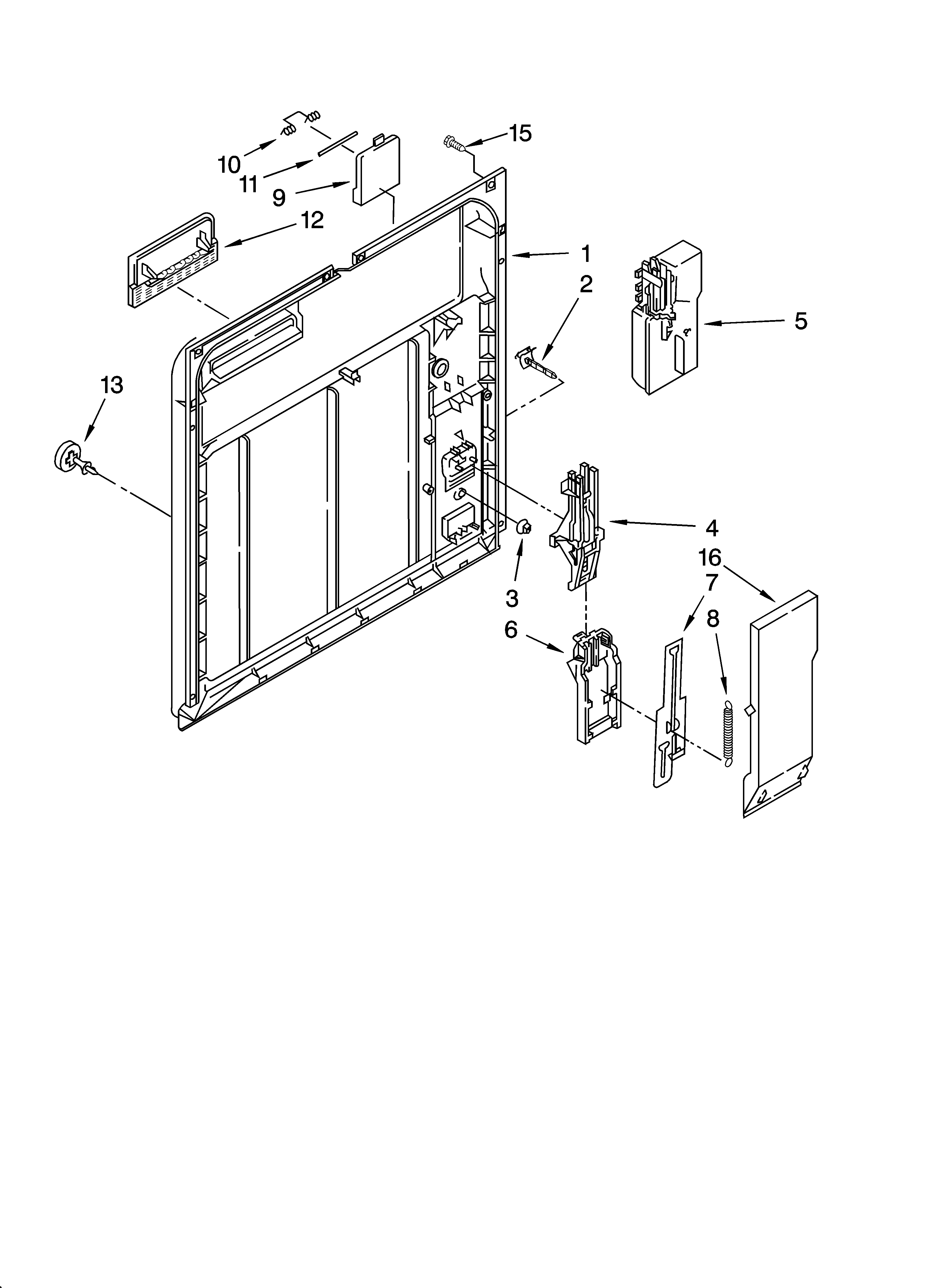 Whirlpool DU810SWPT1 inner door parts diagram