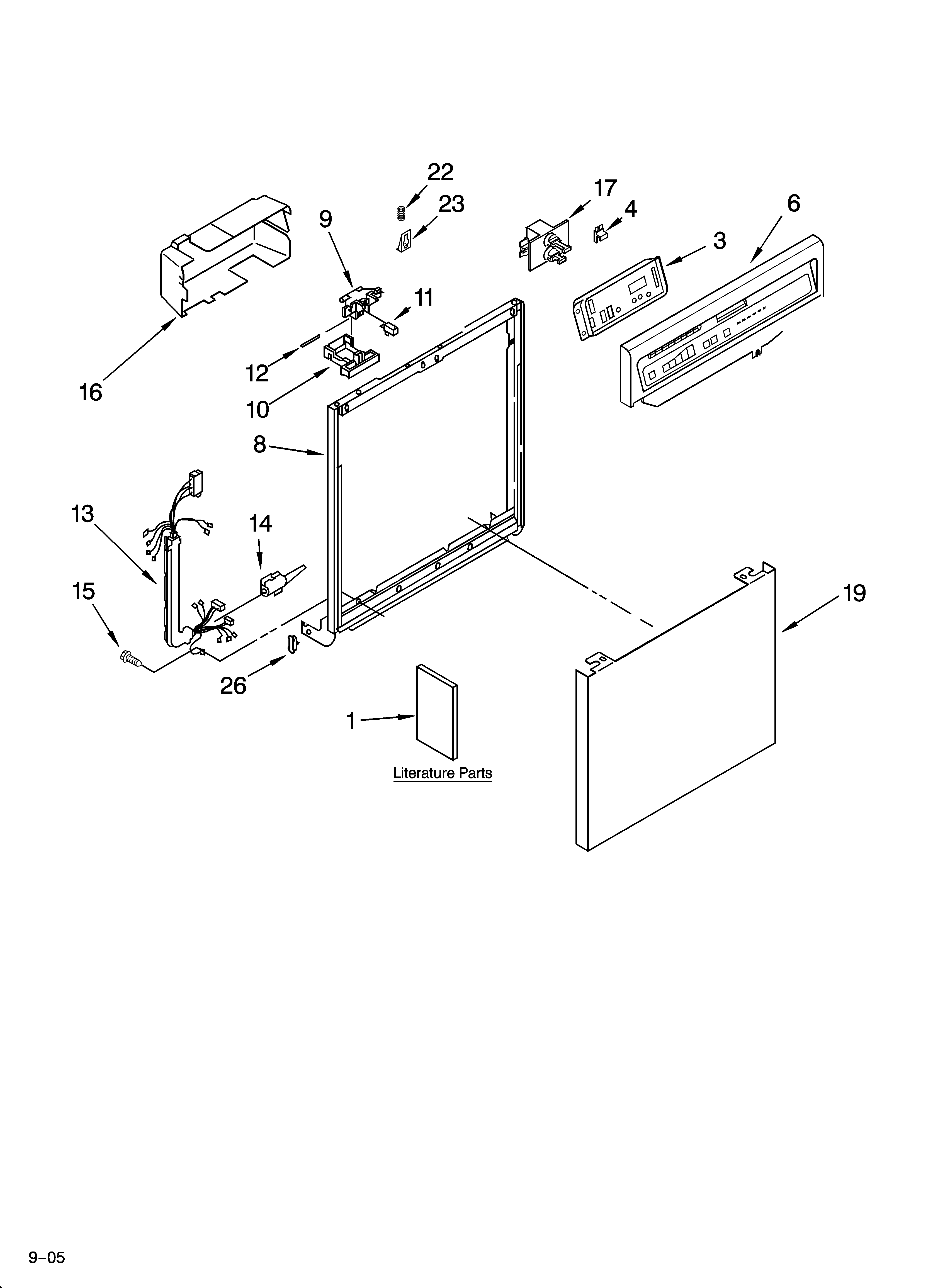 Whirlpool DU915PWPQ1 frame and console parts diagram