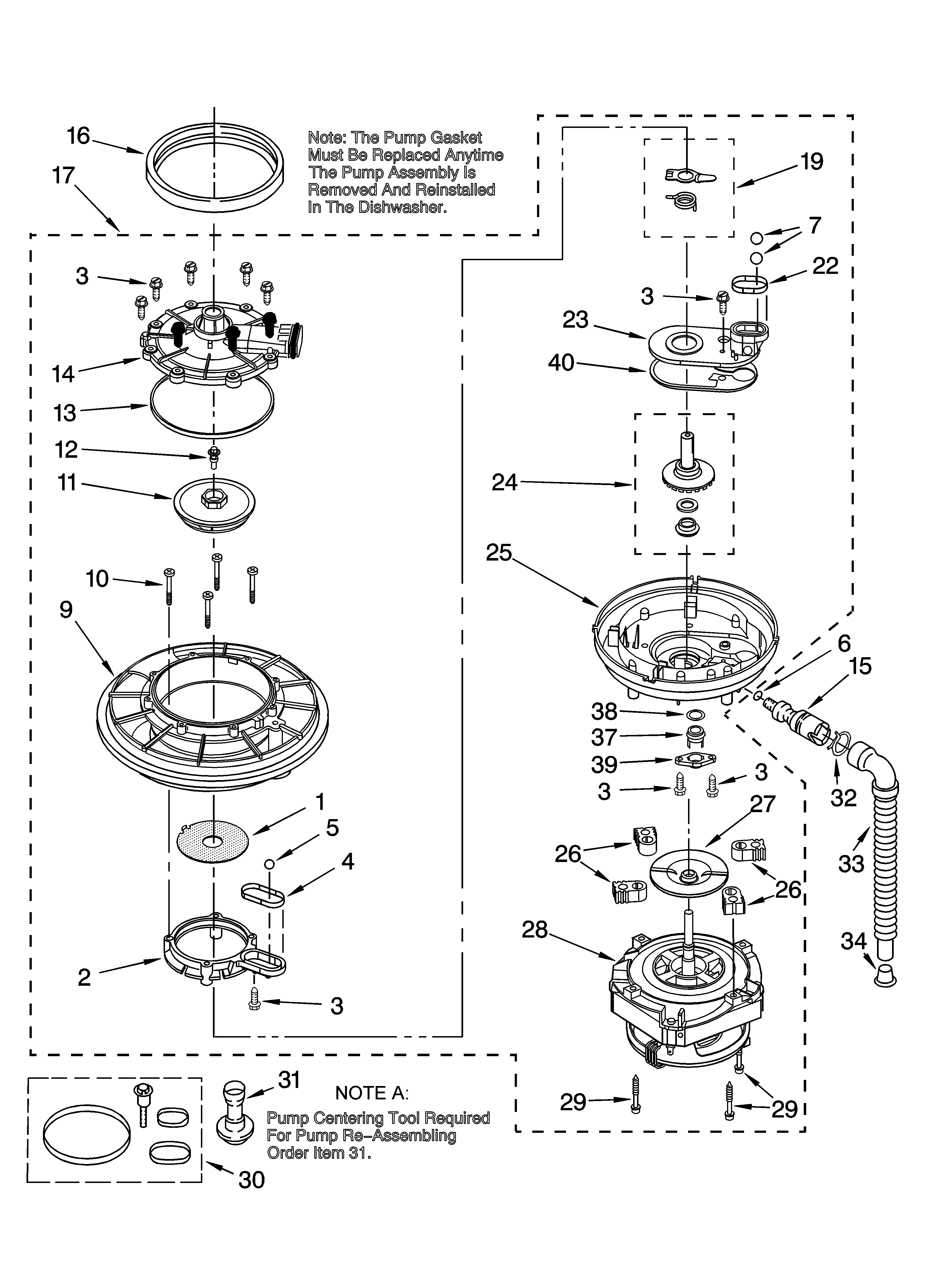 Whirlpool DU915PWPQ1 pump and motor parts diagram