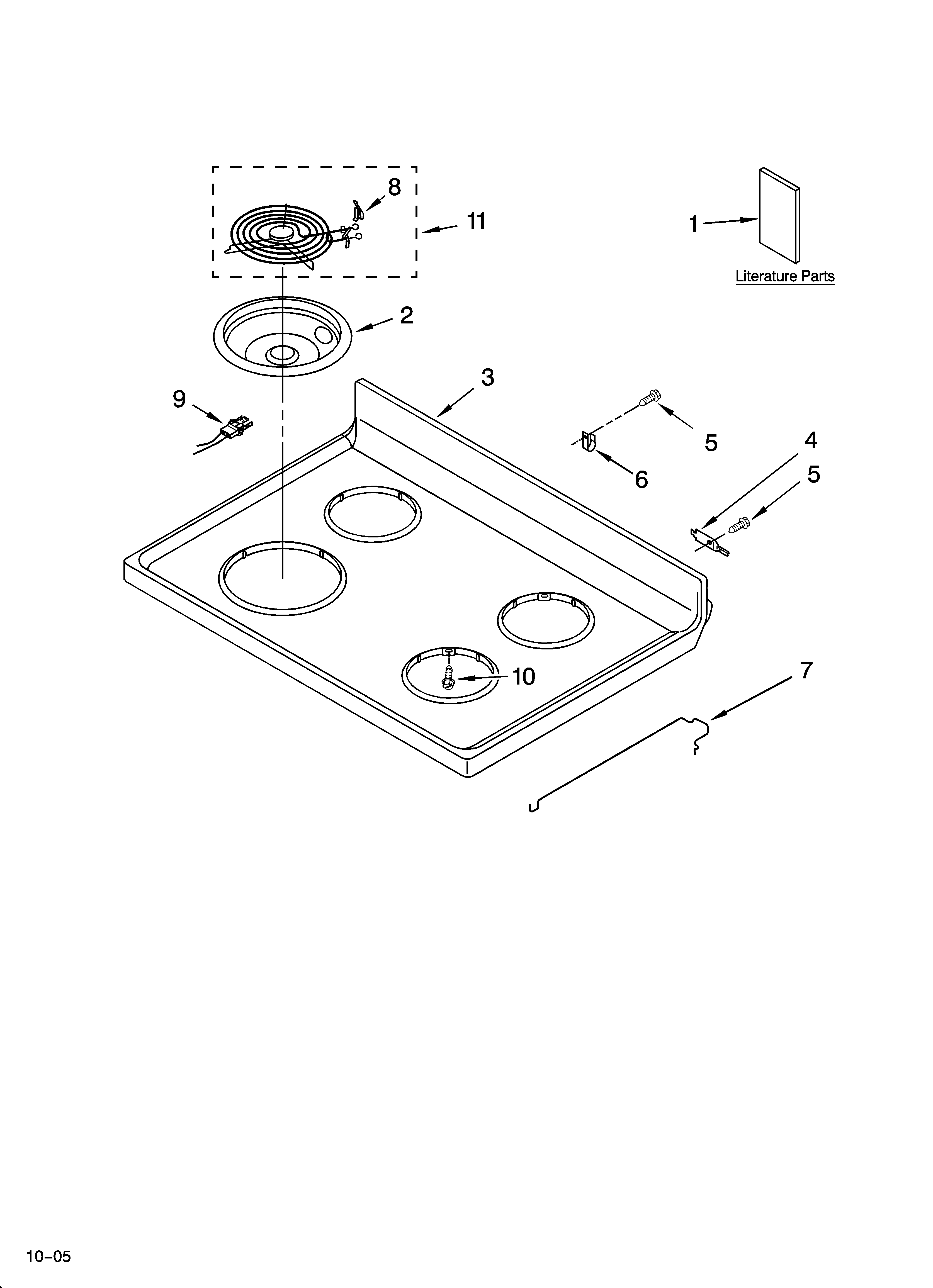Roper FEP310KW3 cooktop parts diagram