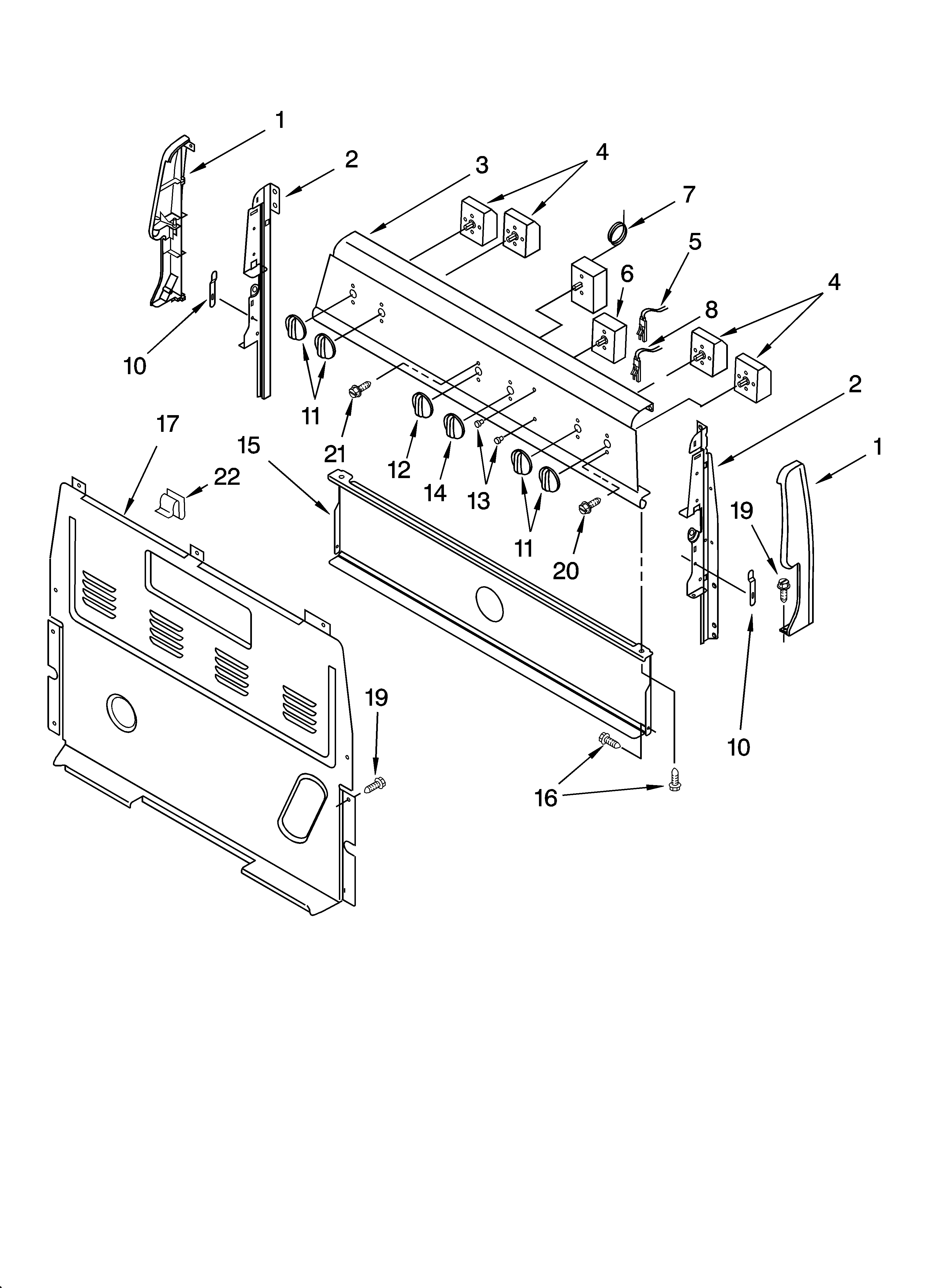 Roper FEP310KW3 control panel parts diagram