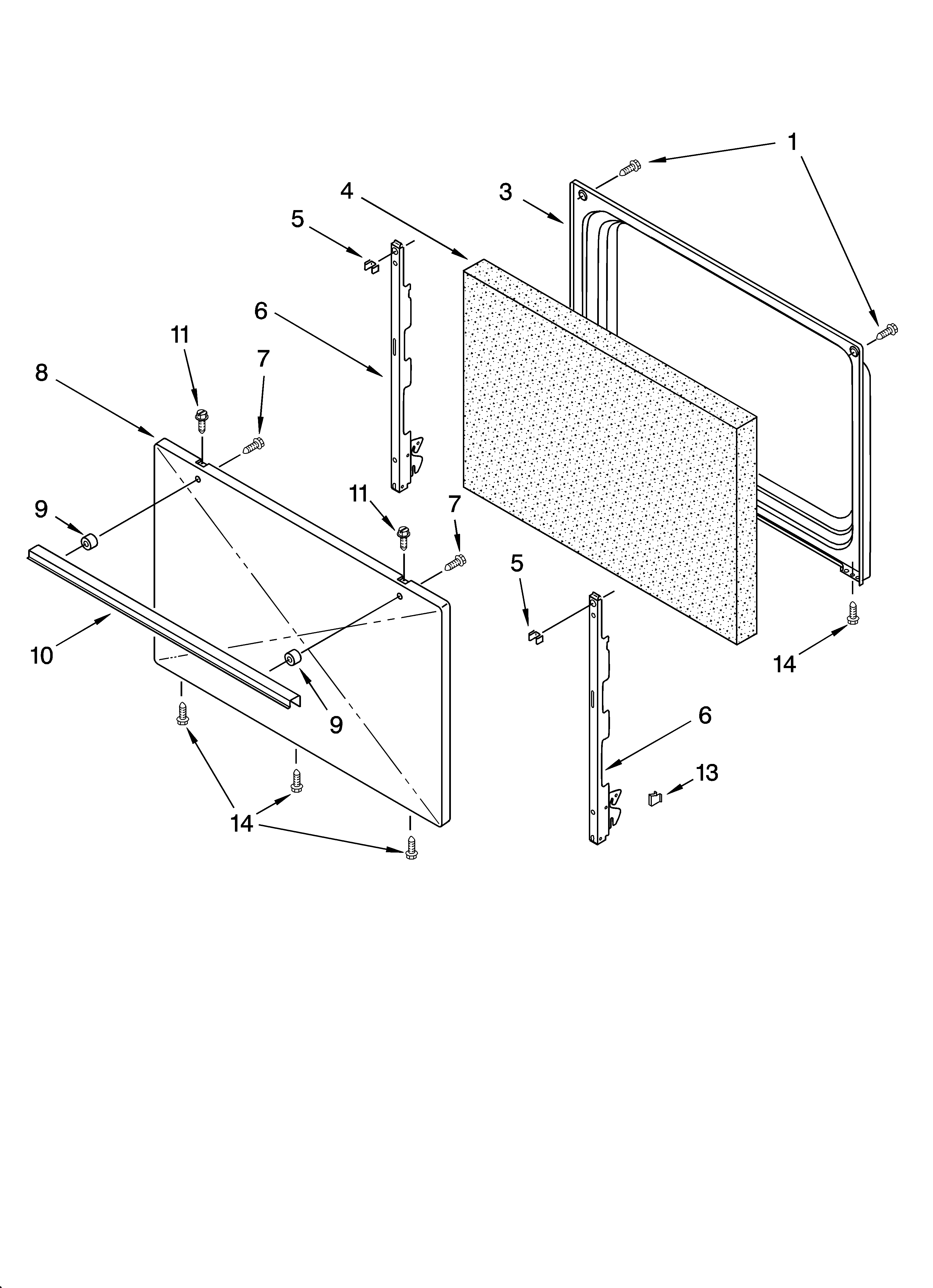 Roper FEP310KW3 door parts, optional parts diagram