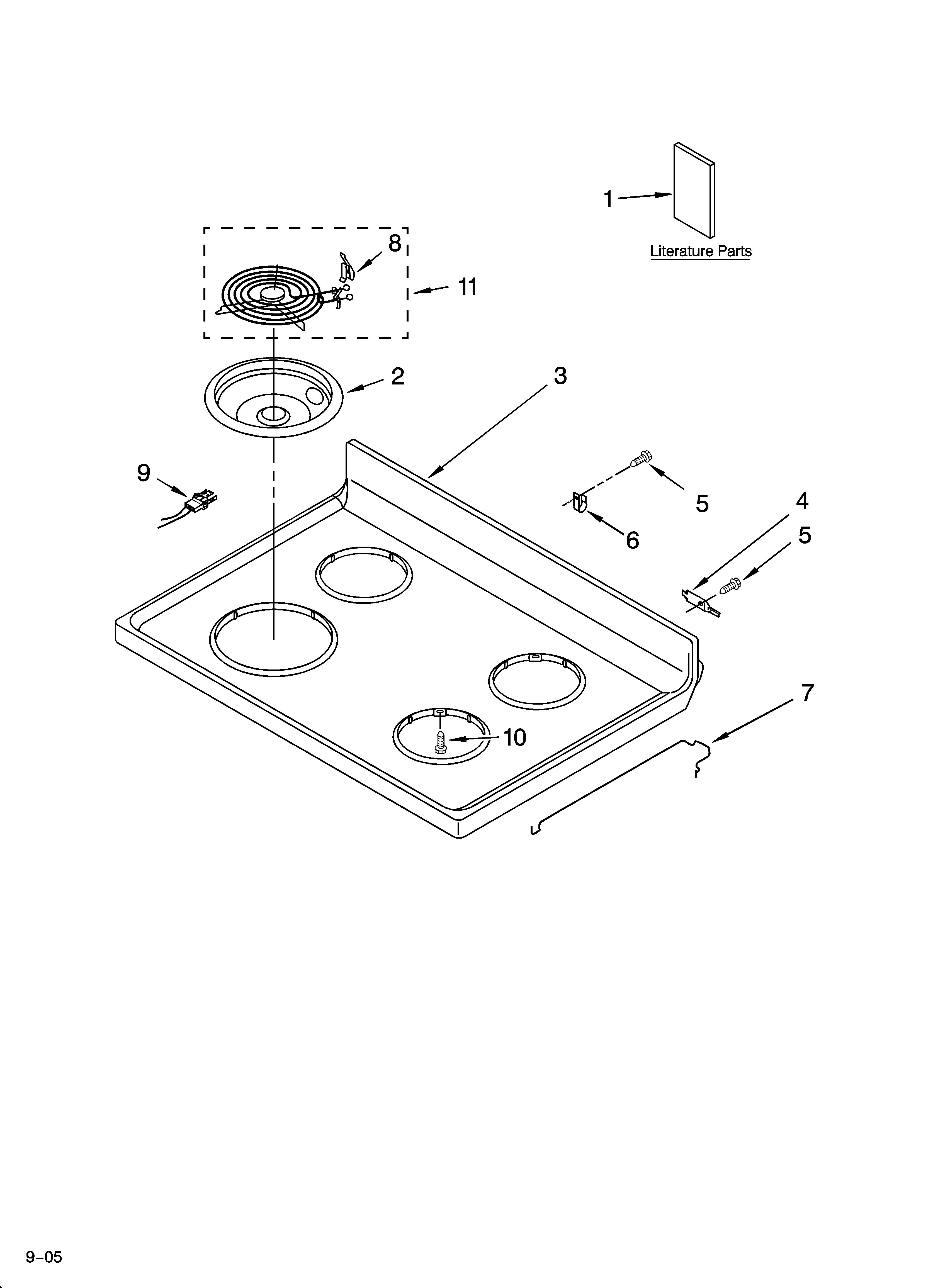 Roper FES325RQ0 cooktop parts diagram