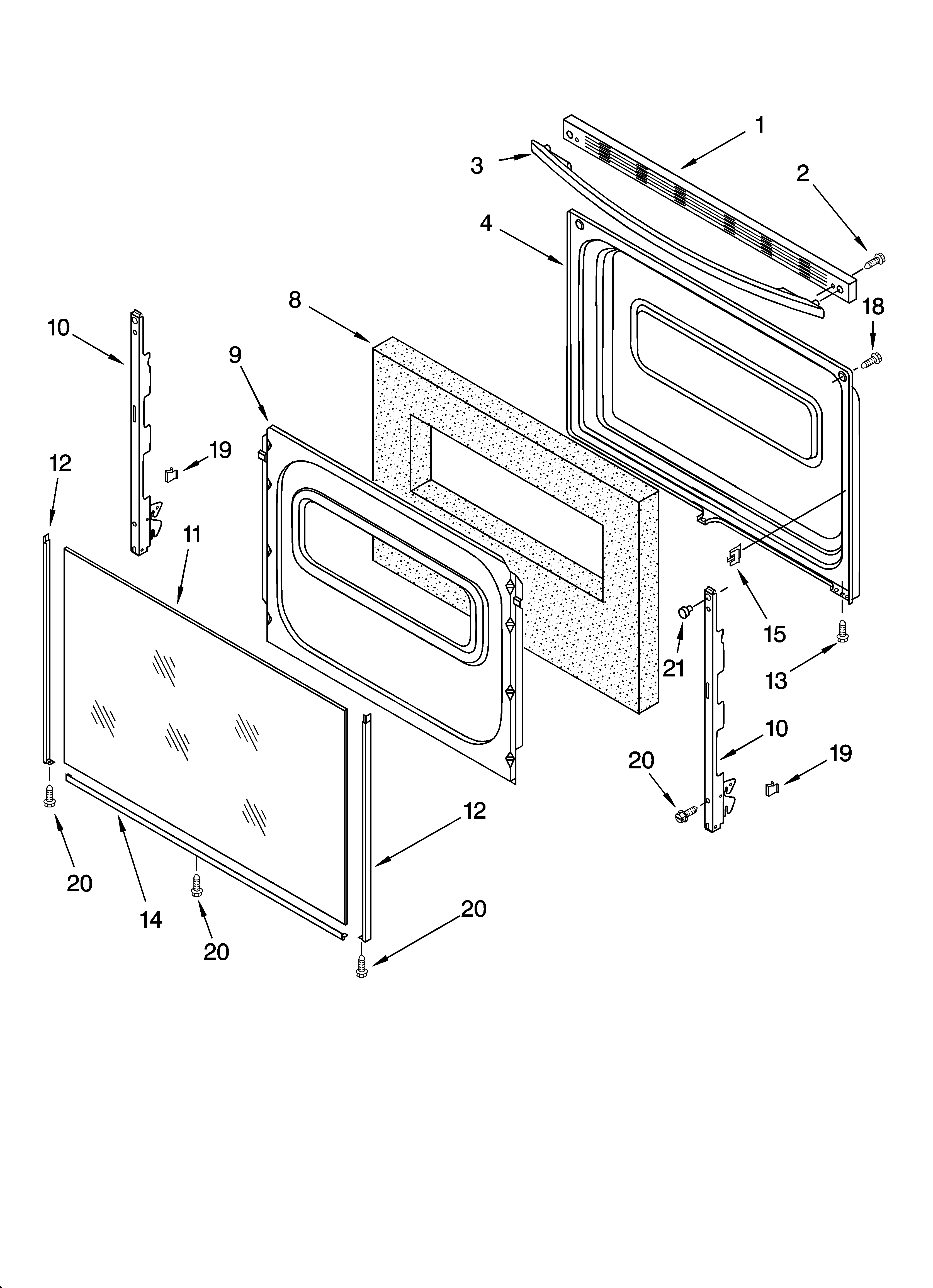 Roper FES325RQ0 door parts, optional parts diagram