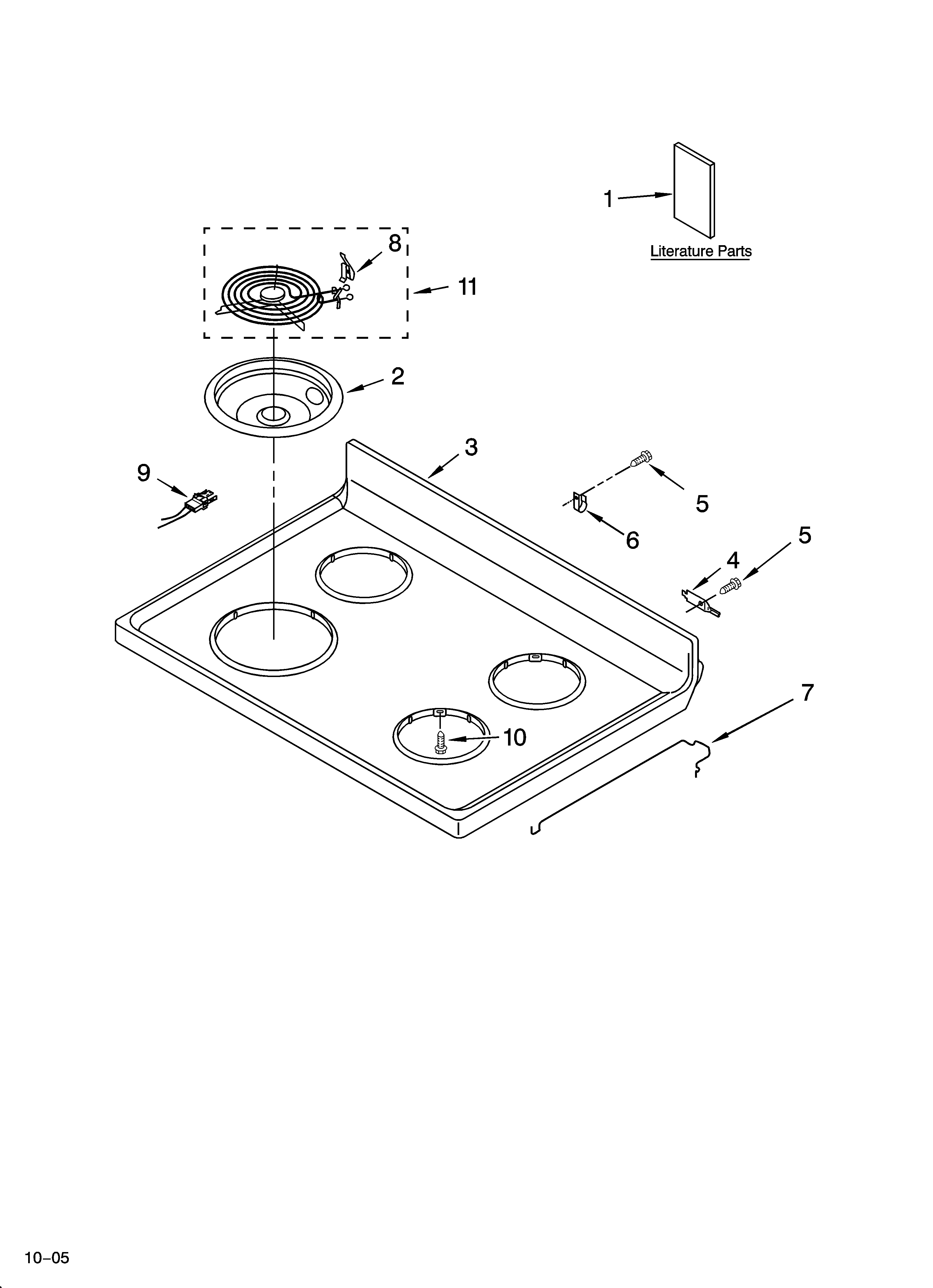 Roper FES325RQ1 cooktop parts diagram