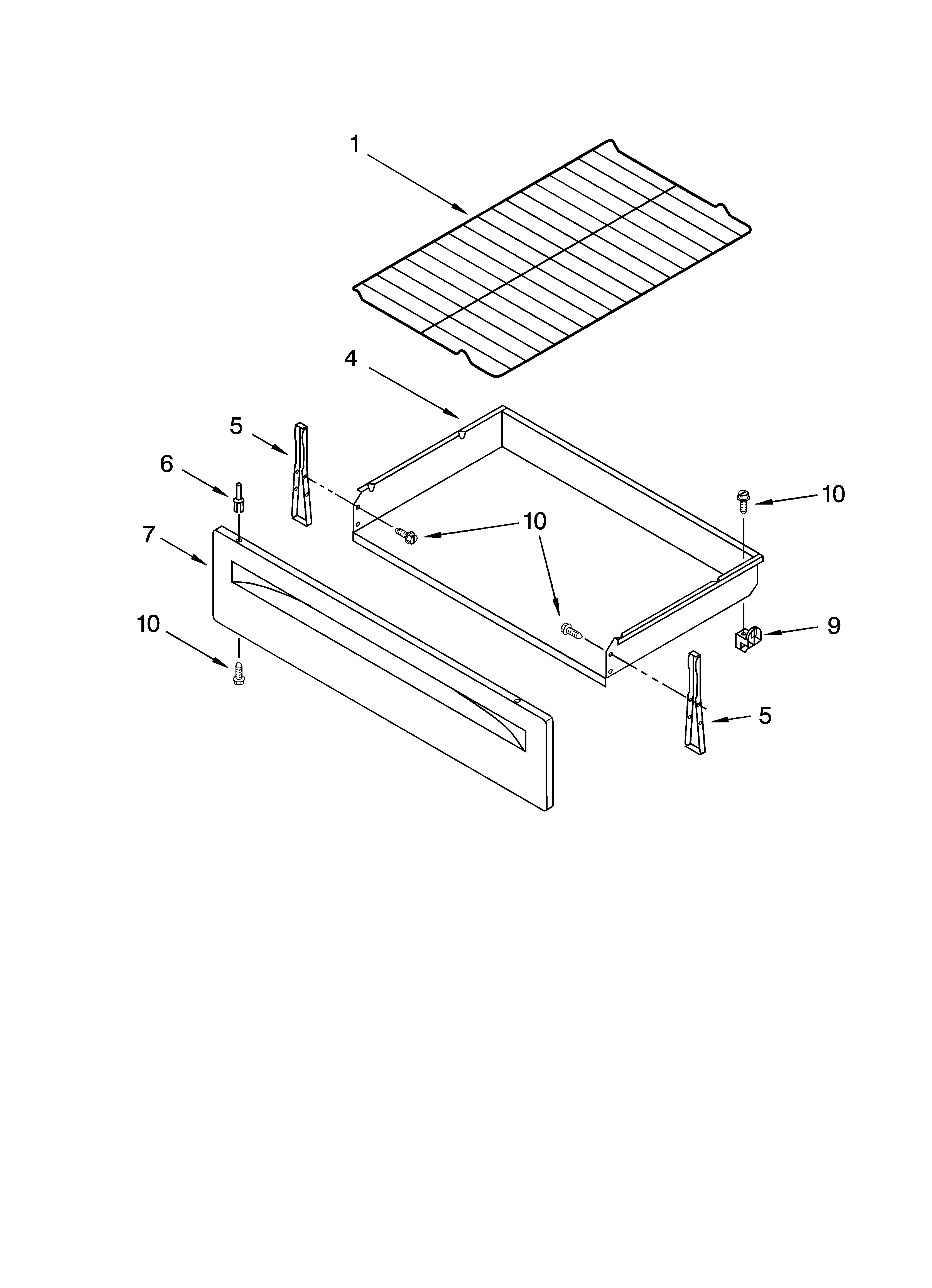 Roper FES325RQ1 drawer & broiler parts diagram
