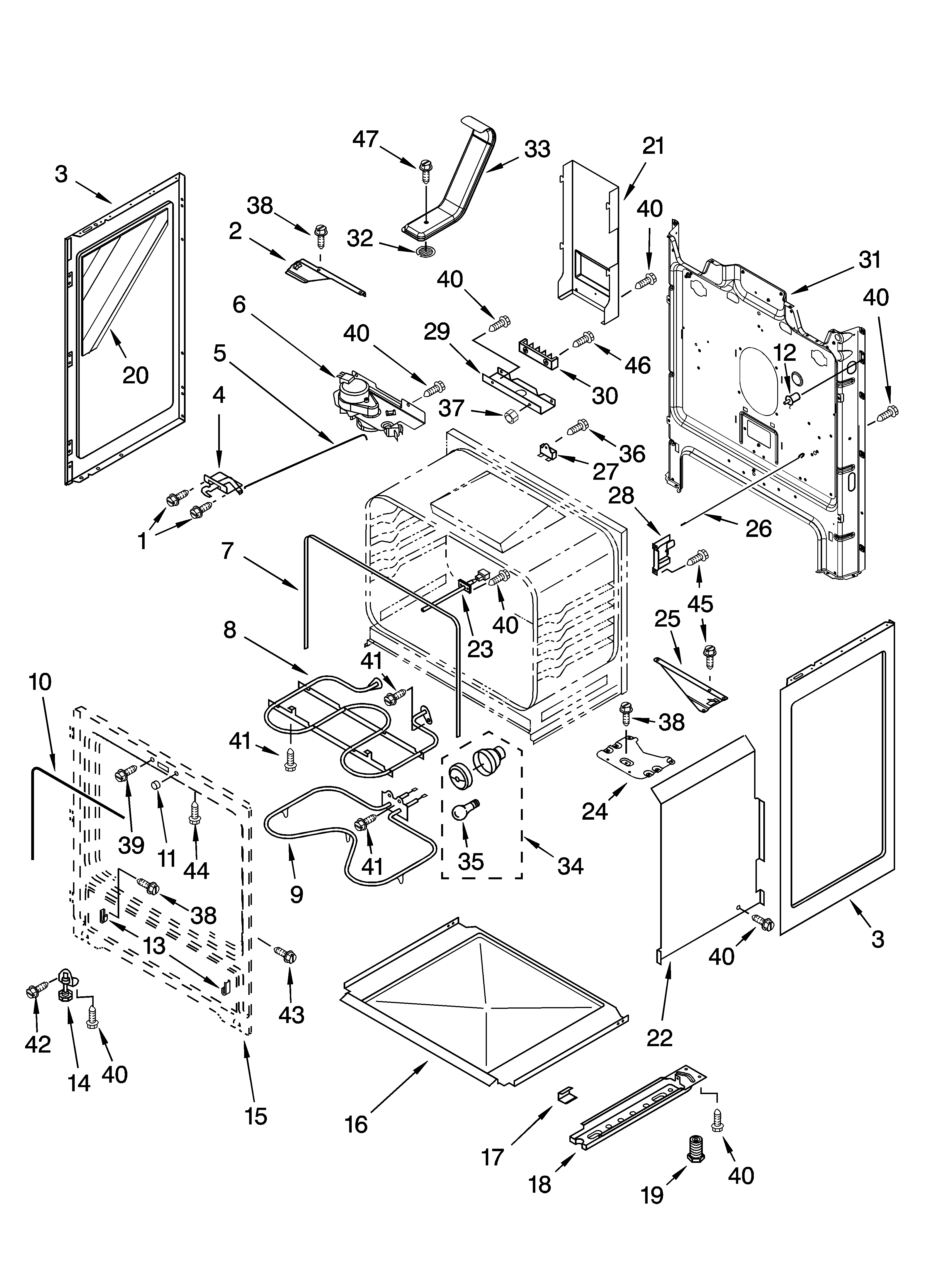 Roper FES356RD1 chassis parts diagram