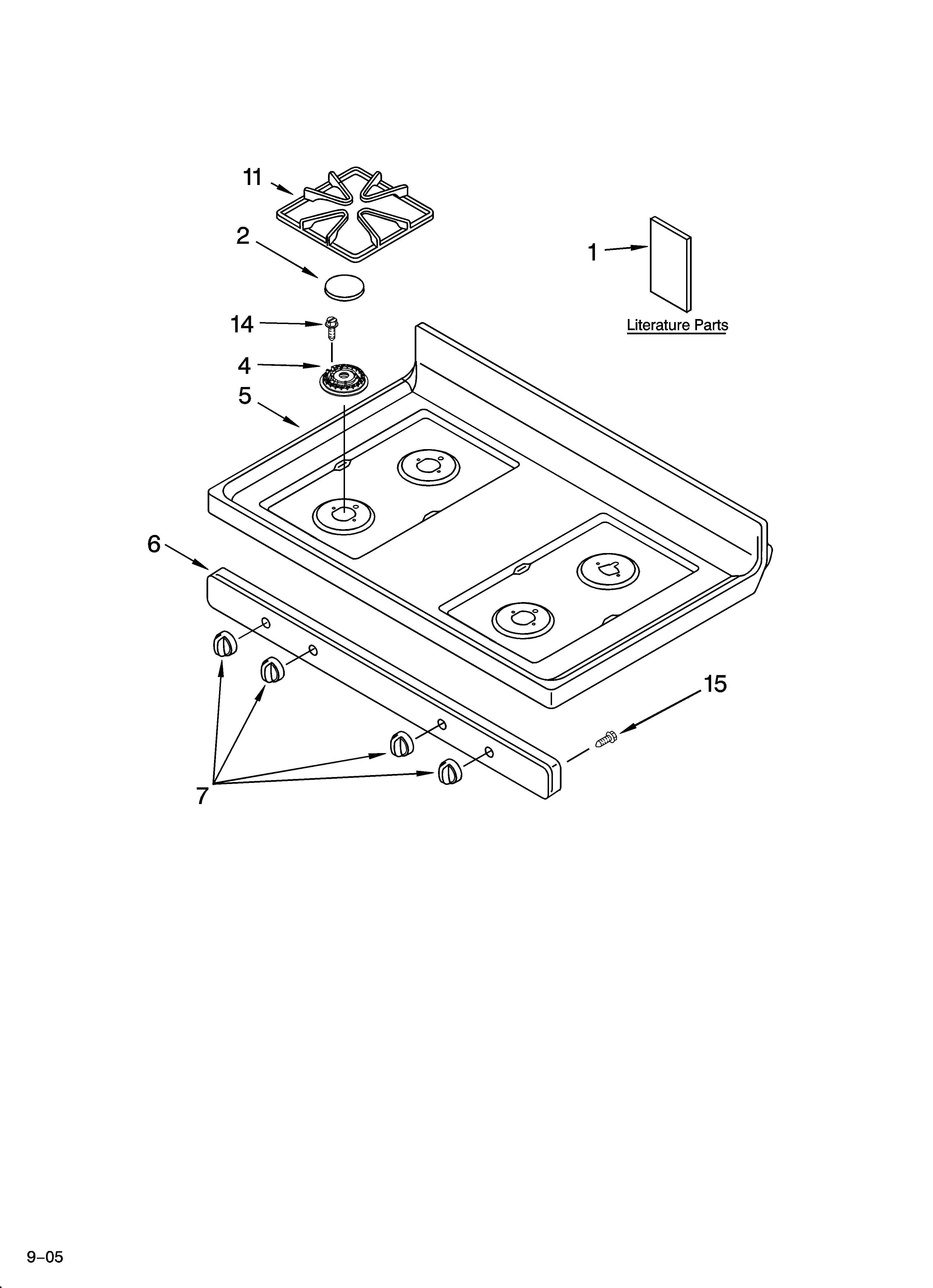Roper FGS325RQ0 cooktop parts diagram