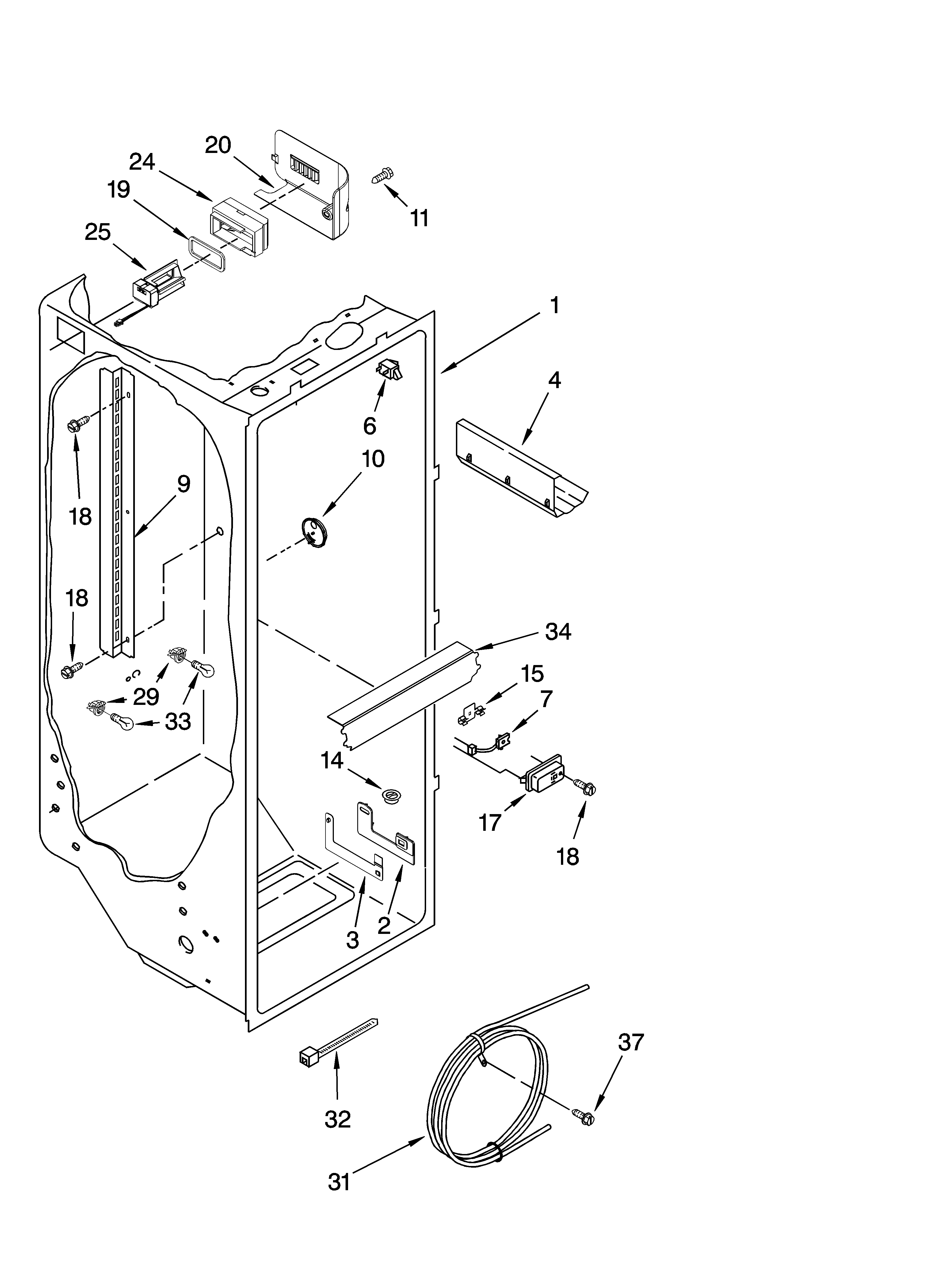 Whirlpool GC3CHAXNQ00 refrigerator liner parts diagram