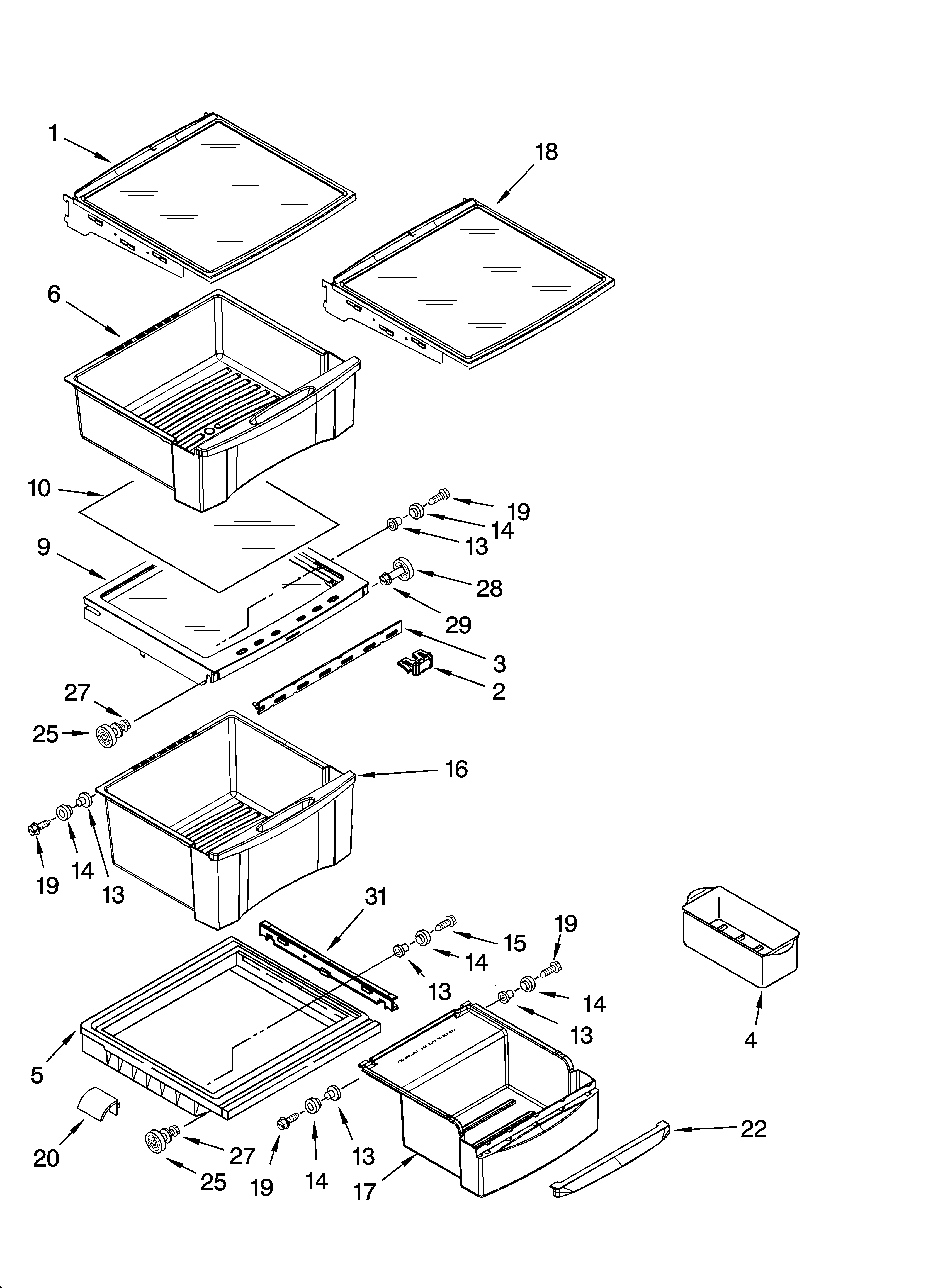 Whirlpool GC3CHAXNQ00 refrigerator shelf parts diagram