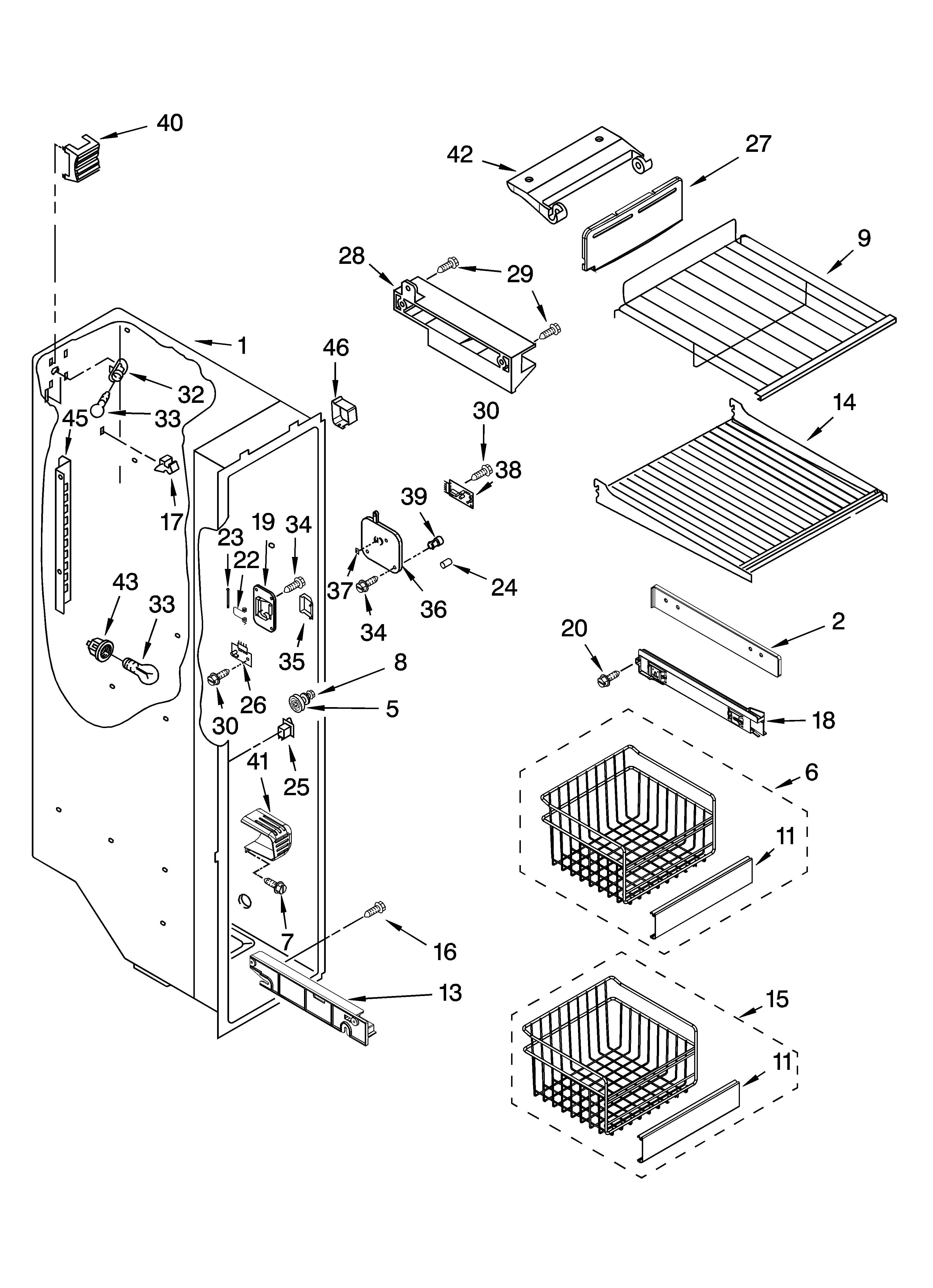 Whirlpool GC3CHAXNQ00 freezer liner parts diagram