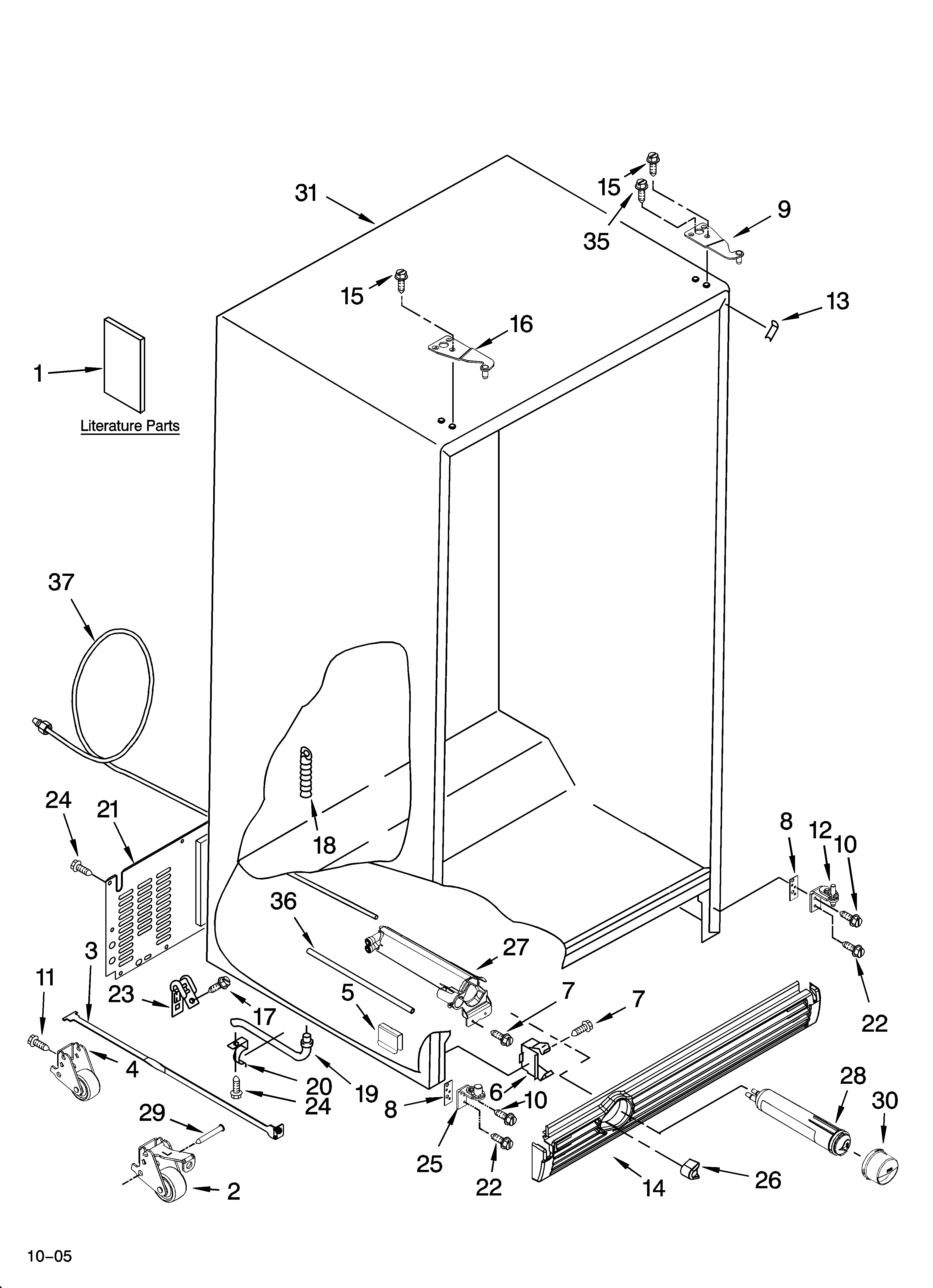 Whirlpool GC3PHEXNB00 cabinet parts diagram